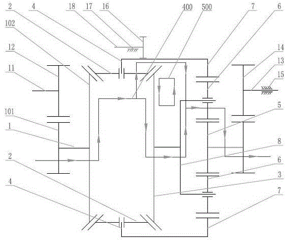 Double planetary gear train type continuously variable automatic transmission mechanism