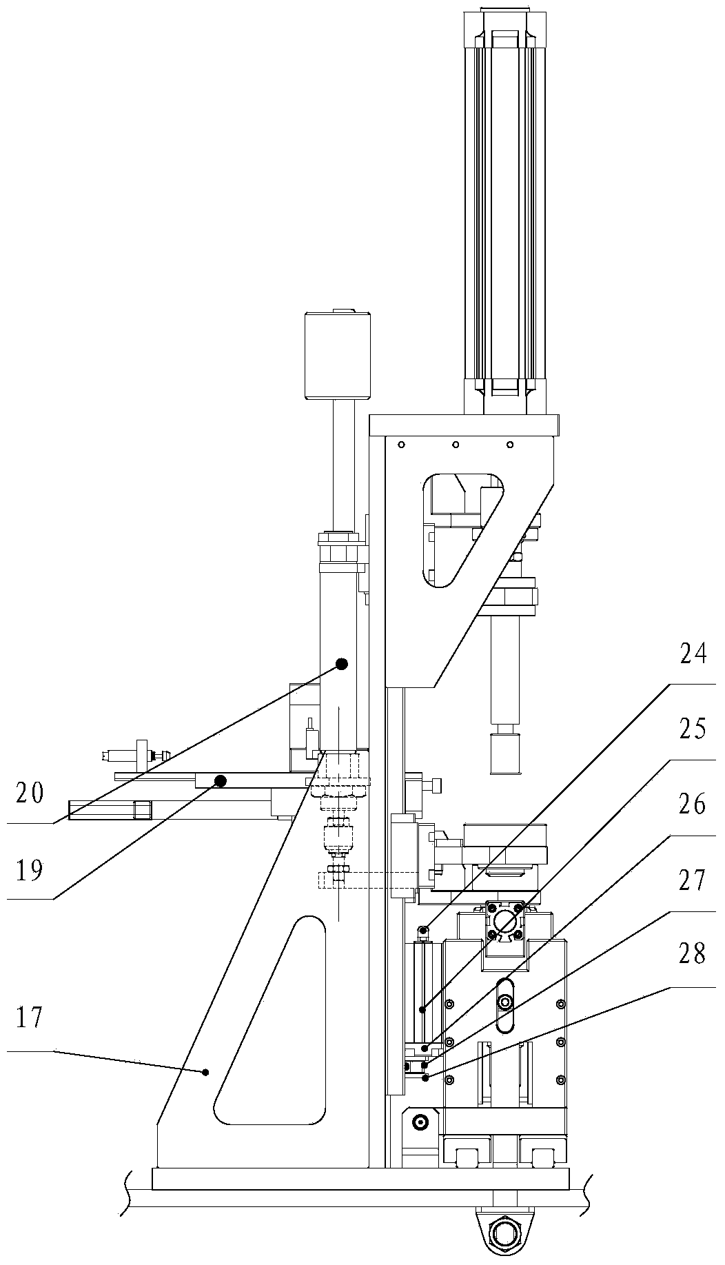 Clamping spring feeding, pressing and mounting device of clutch master cylinder