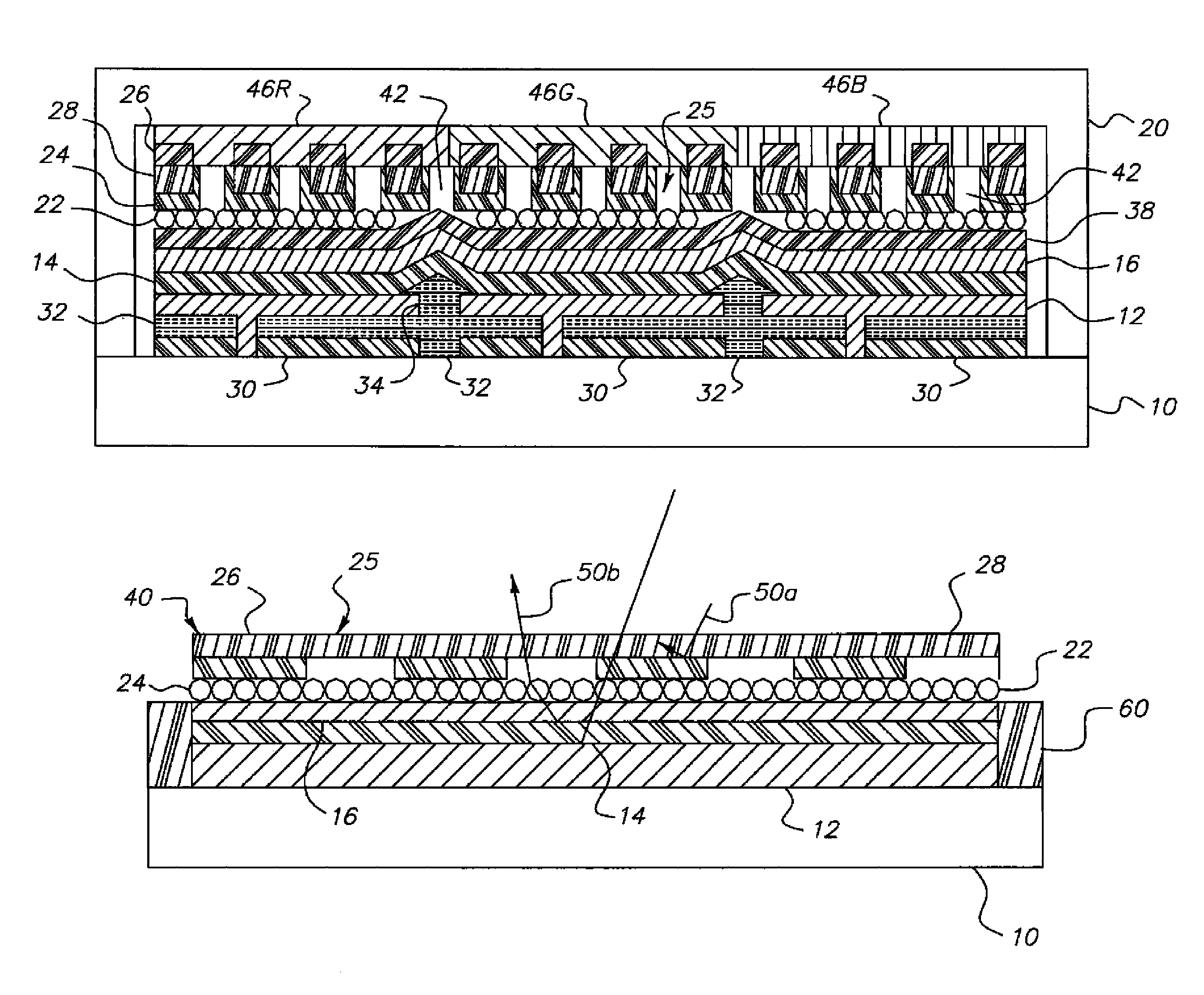 OLED device having improved contrast