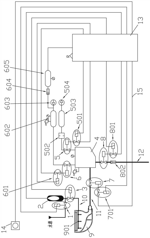 A purely mechanical non-electrically controlled single vacuum toilet system