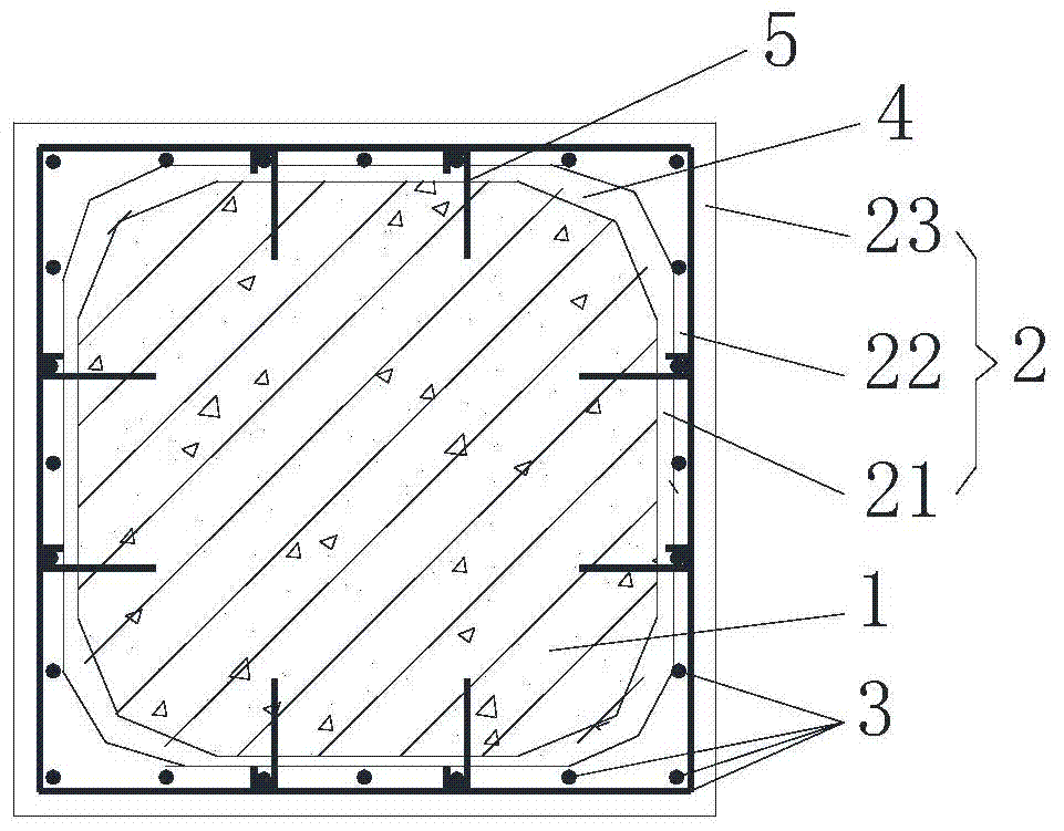 Reactive powder fiber concrete reinforced concrete column and reinforcement method