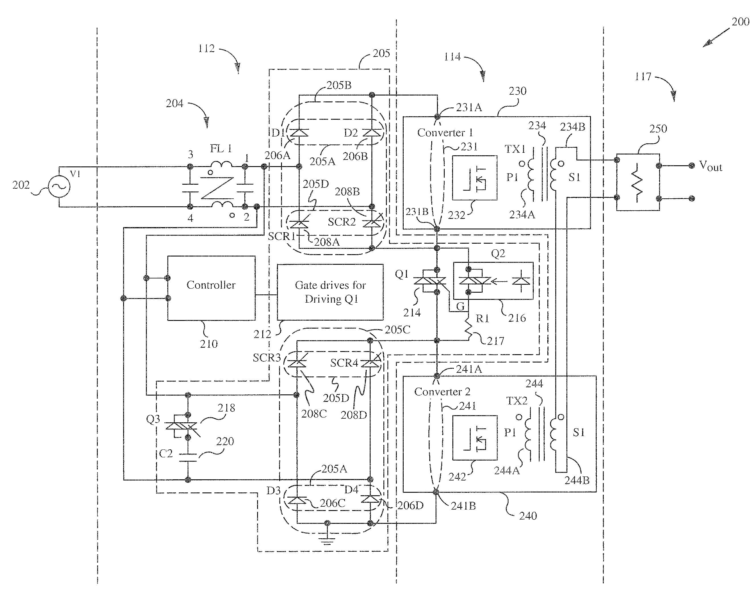 Line switcher for power converters