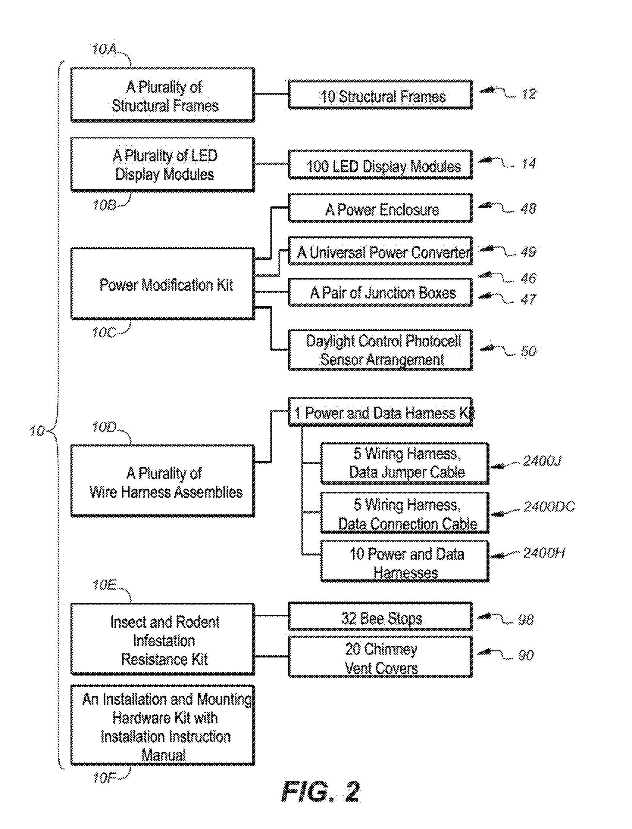 Sign construction with sectional sign assemblies and installation kit and method of using same