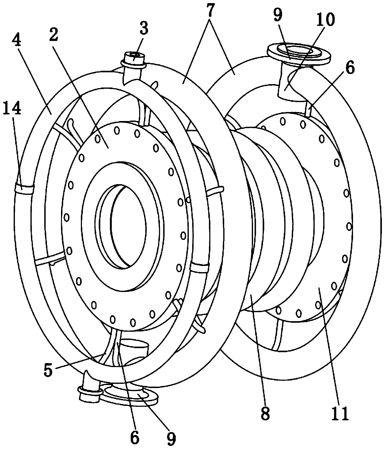 Water-cooling expansion joint suitable for high-temperature pipeline connection