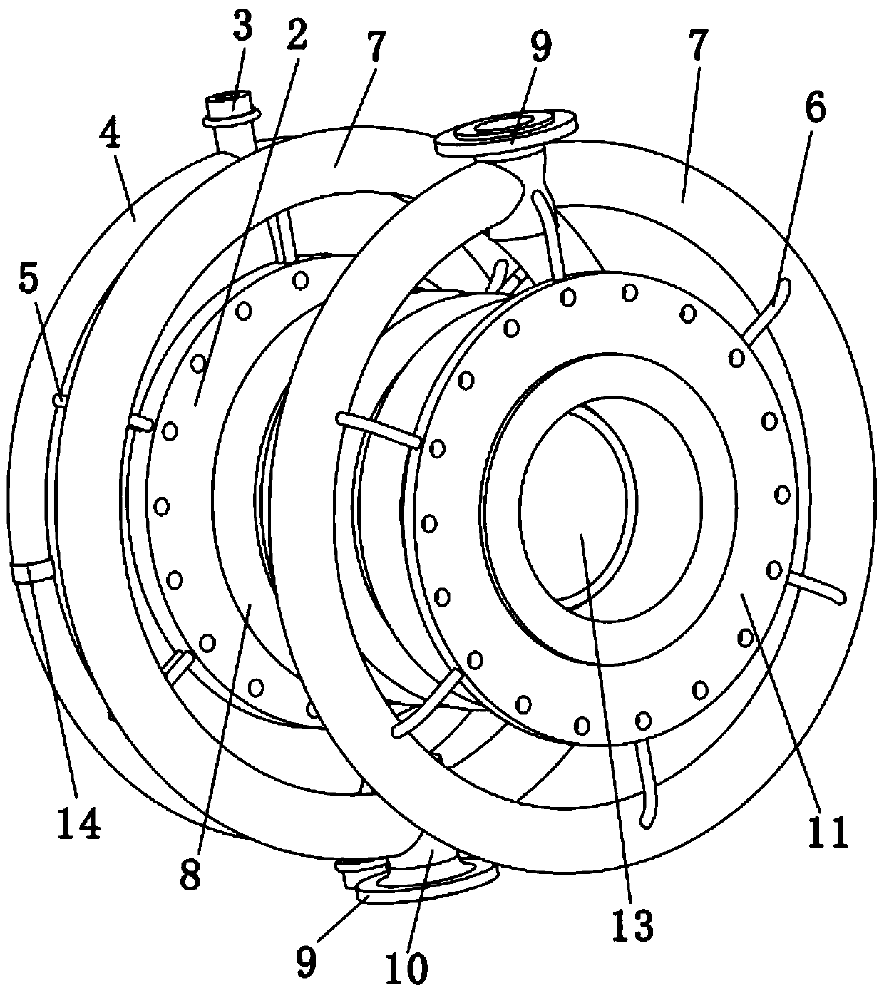 Water-cooling expansion joint suitable for high-temperature pipeline connection