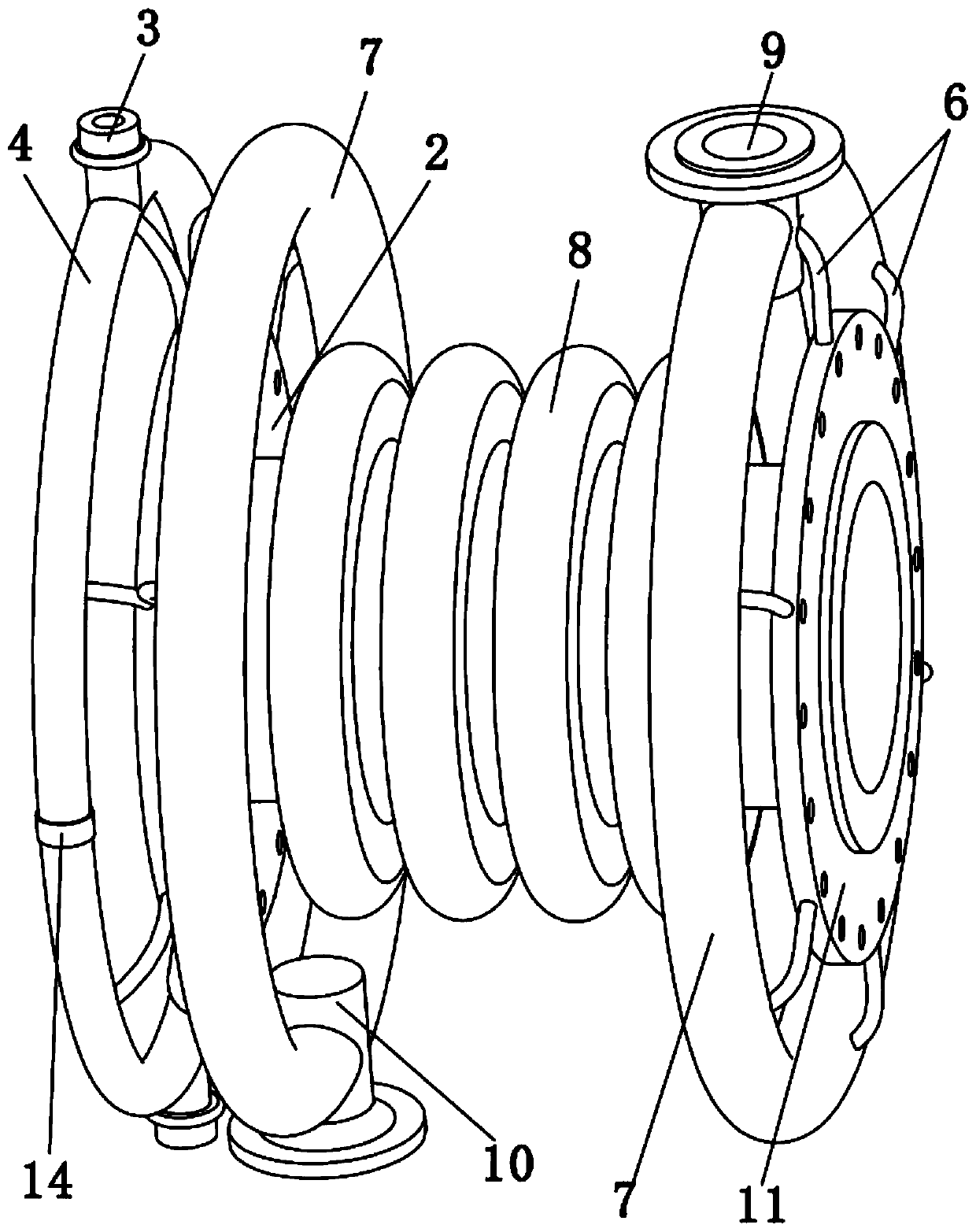 Water-cooling expansion joint suitable for high-temperature pipeline connection