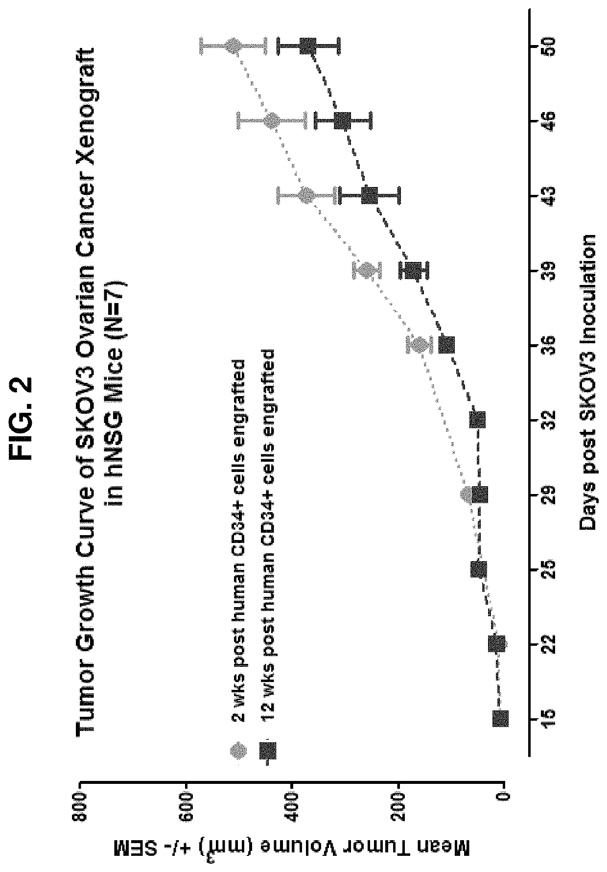 Non-HLA matched humanized NSG mouse model with patient-derived xenograft