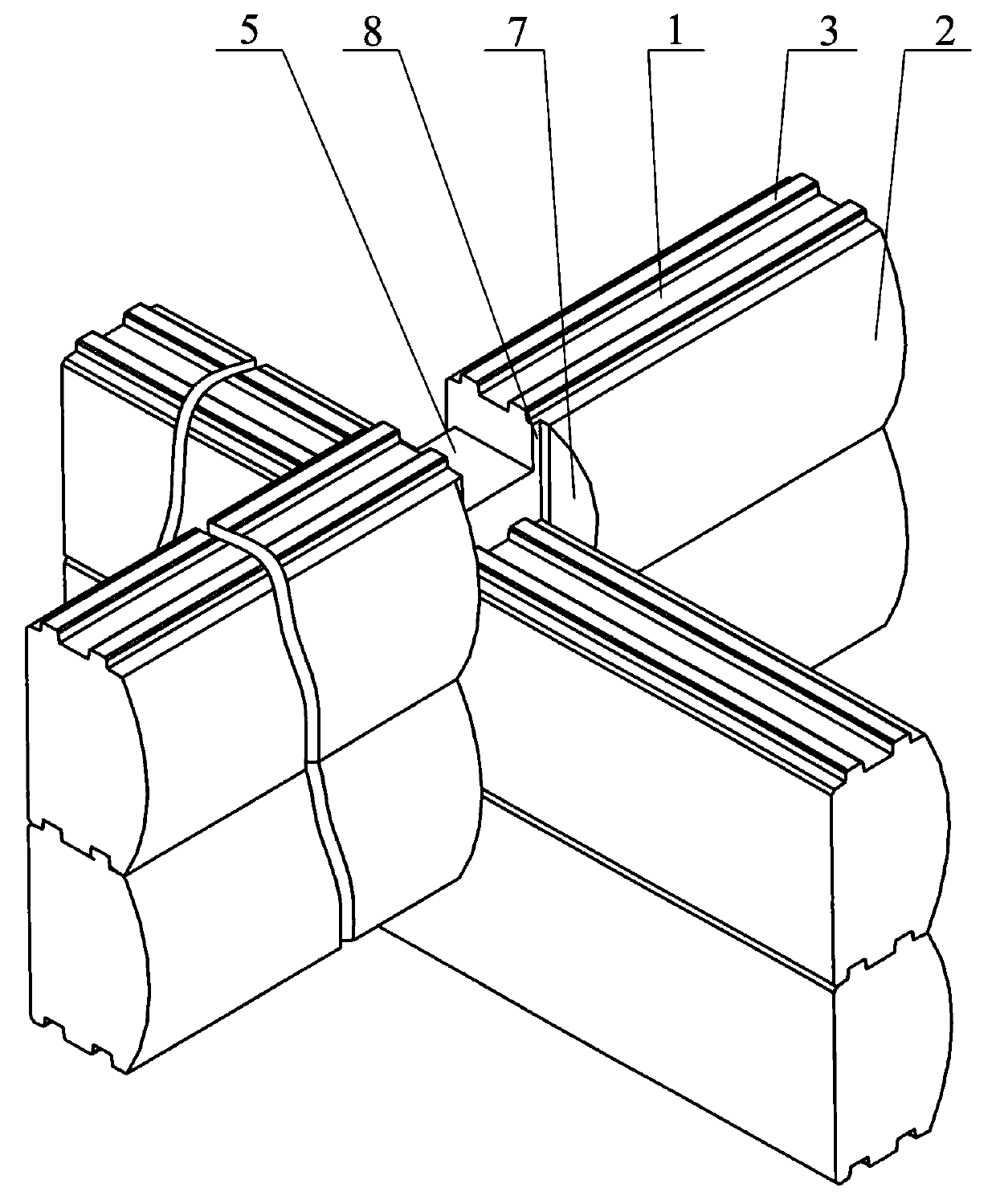 Assembling type log cabin convex face wall body