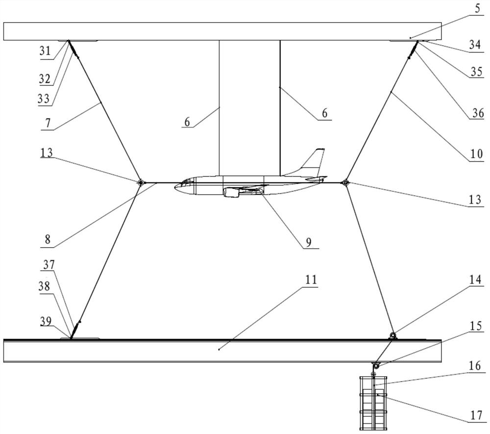 Large-scale low-speed wind tunnel flutter test full-mold supporting device