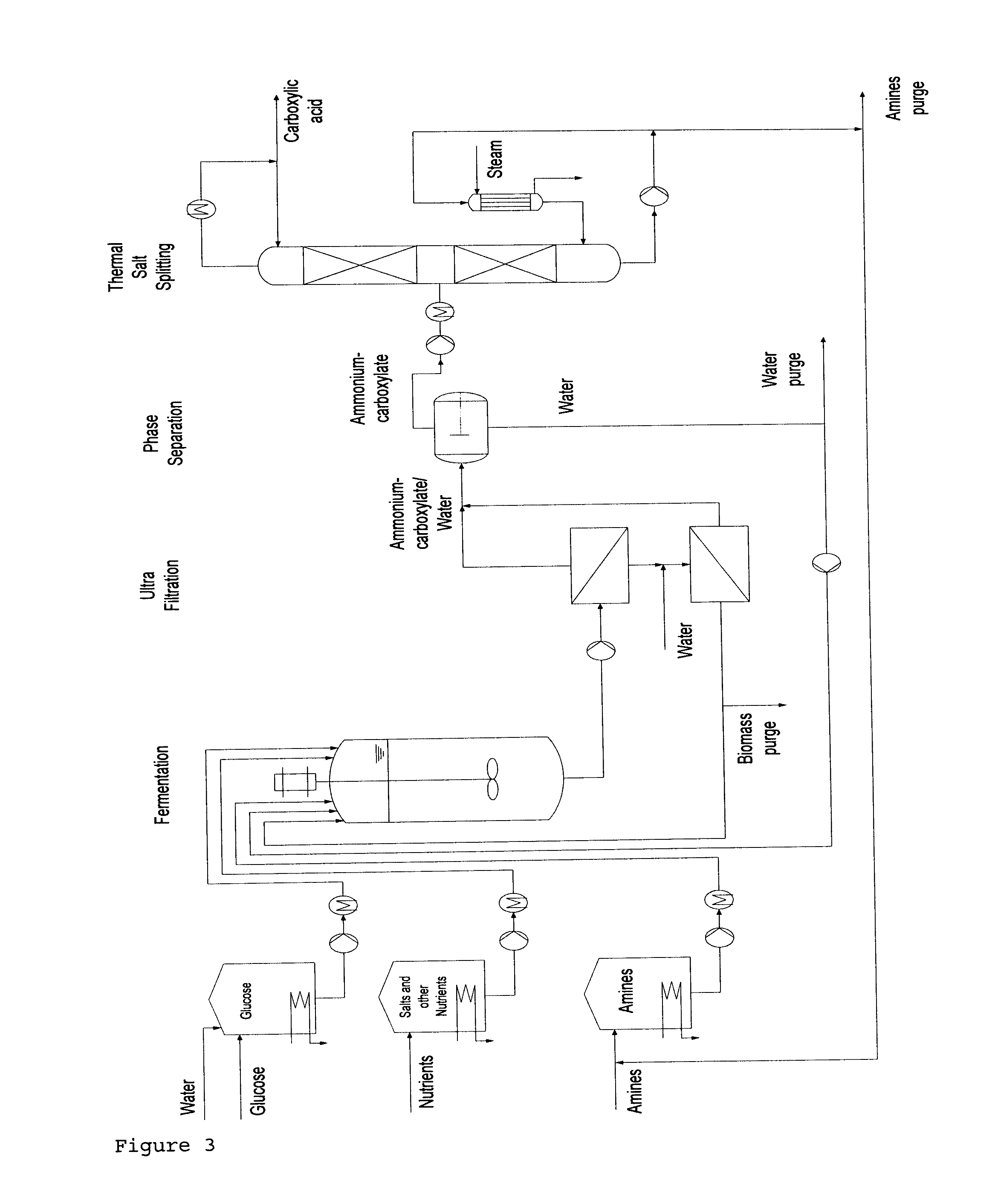 Method for the production of free carboxylic acids