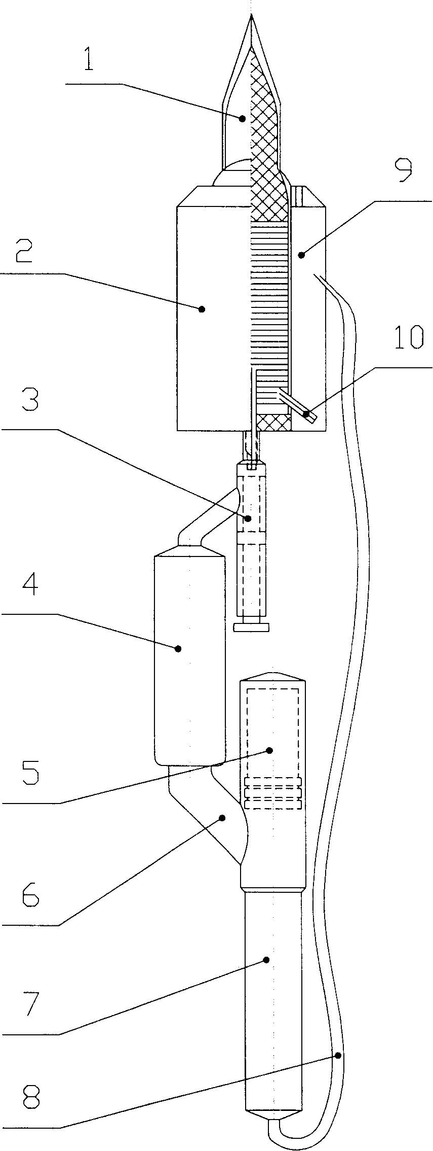 Continuous writing pen for lying on one's back and its using method