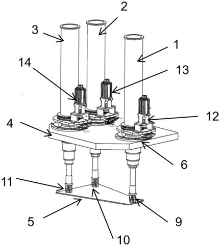 Three-point long-stroke multi-stage trapezoidal lead screw heavy load lifting tool