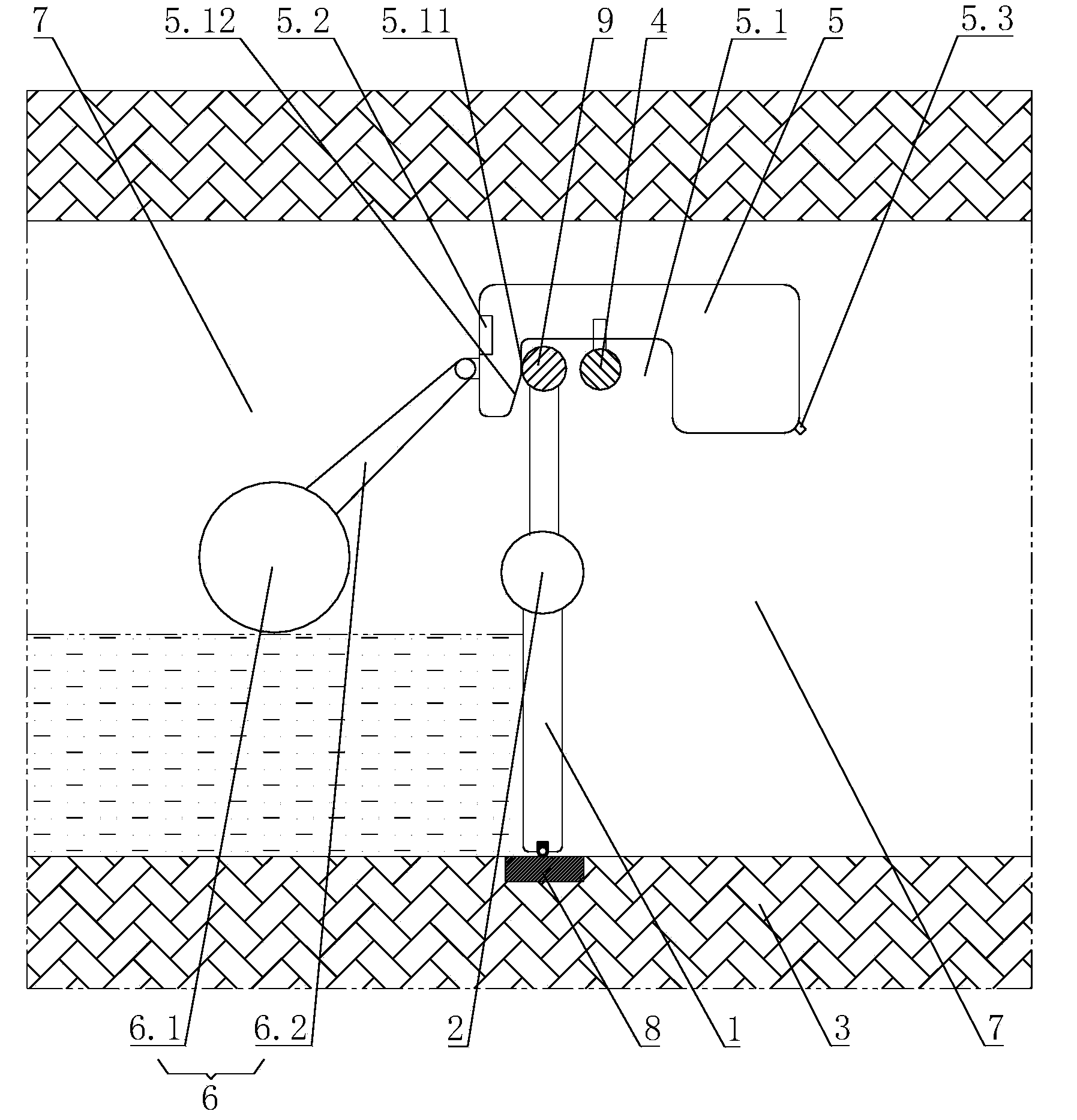 Eccentric water tank type hydraulic self flushing intercepting and accumulating door