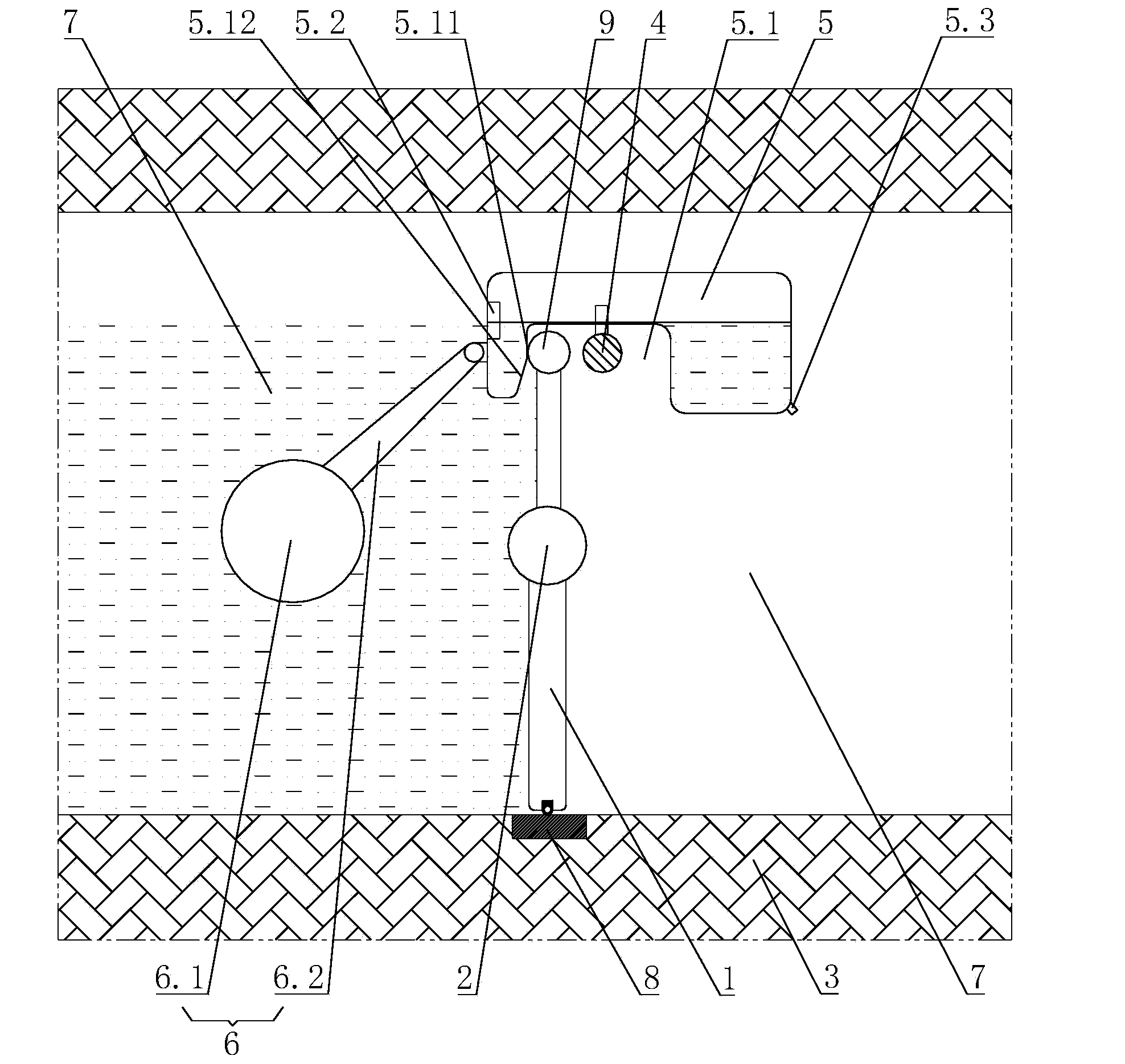 Eccentric water tank type hydraulic self flushing intercepting and accumulating door