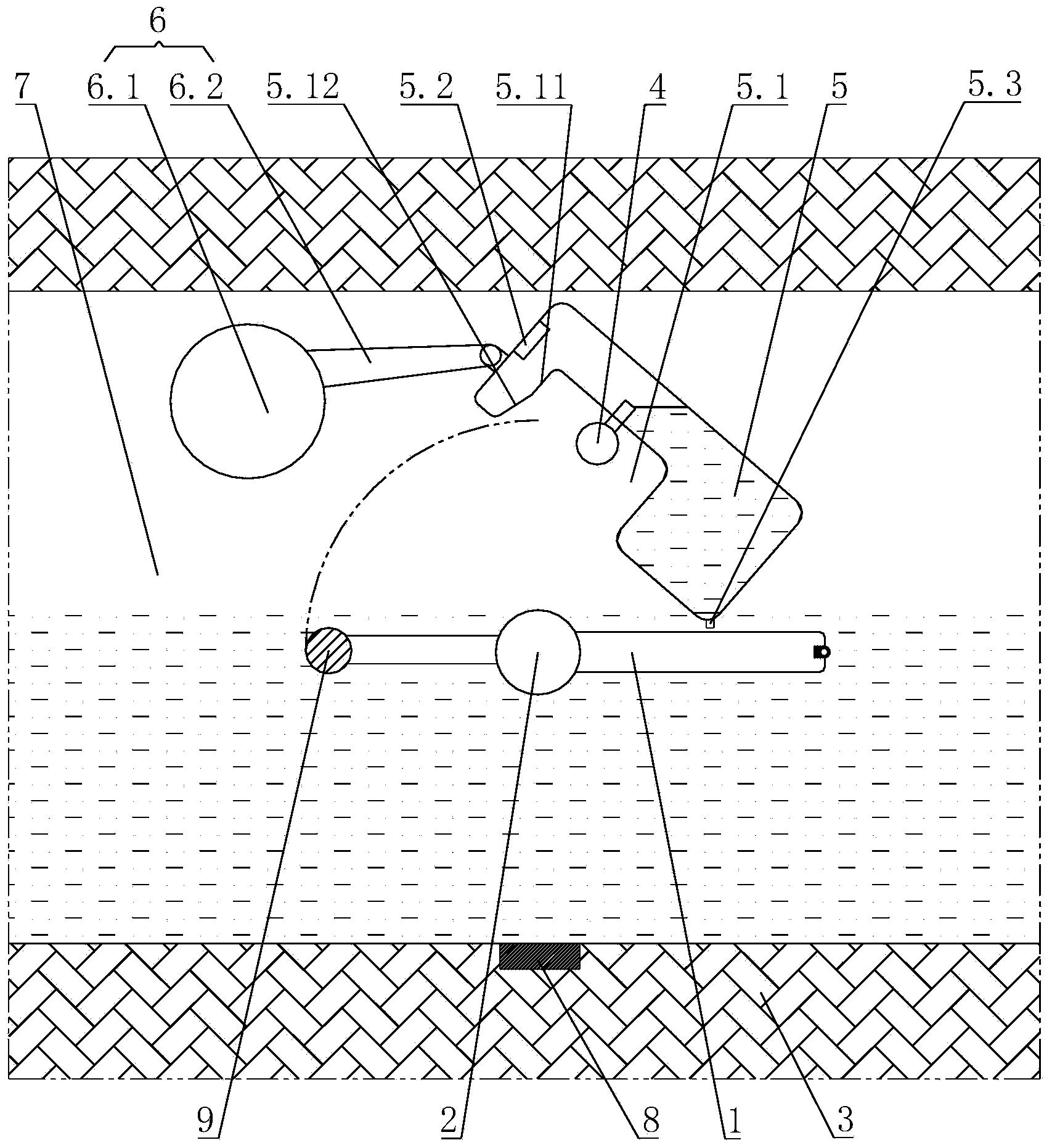 Eccentric water tank type hydraulic self flushing intercepting and accumulating door