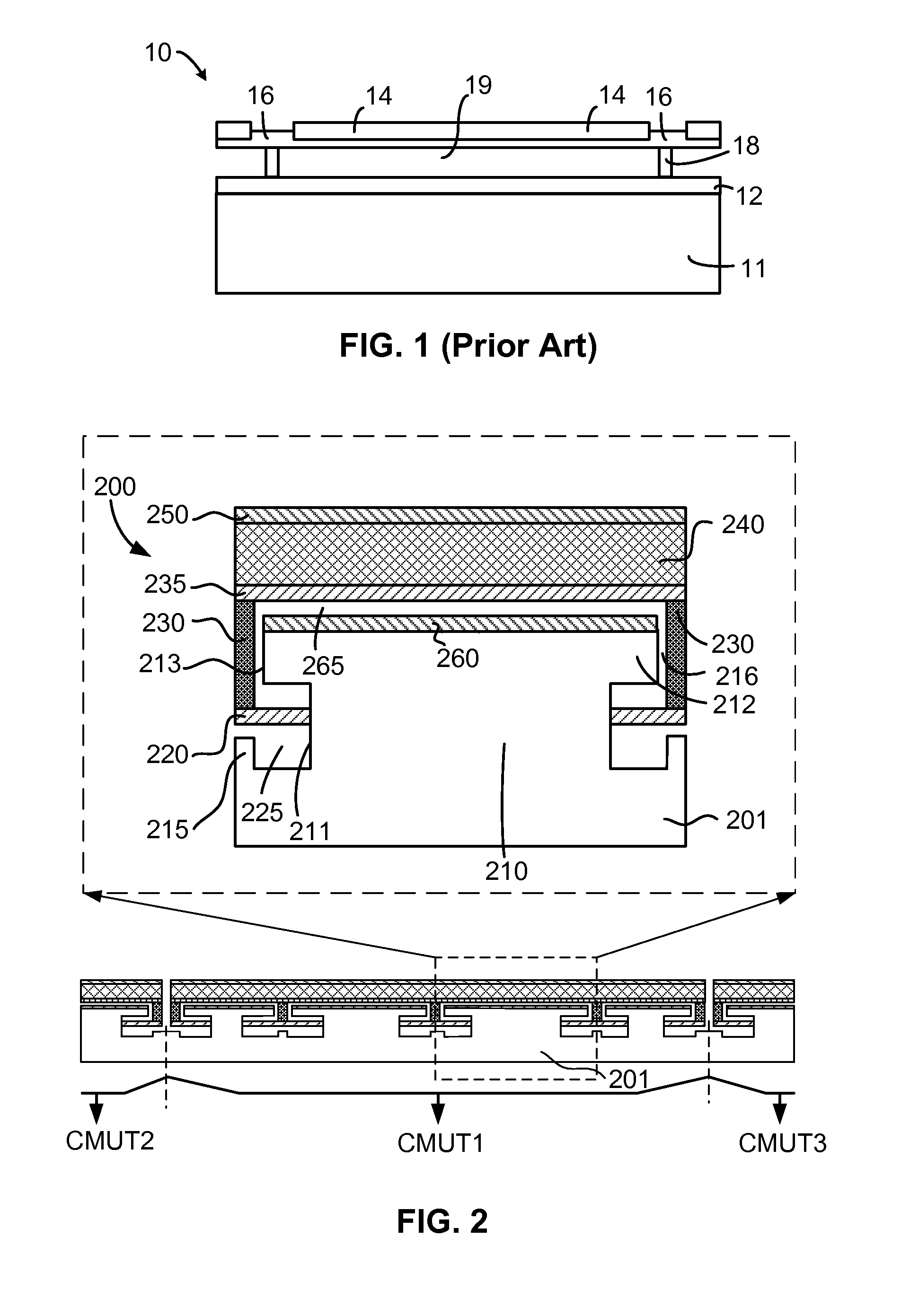 Micro-electro-mechanical transducer having embedded springs