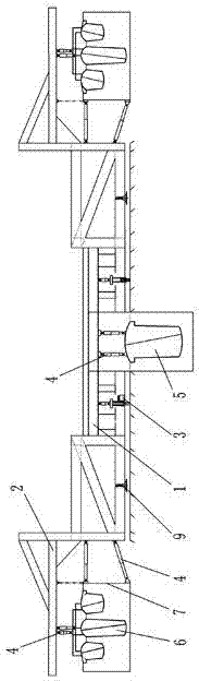 Forming device for tunnel center gutter and side ditches and forming process thereof