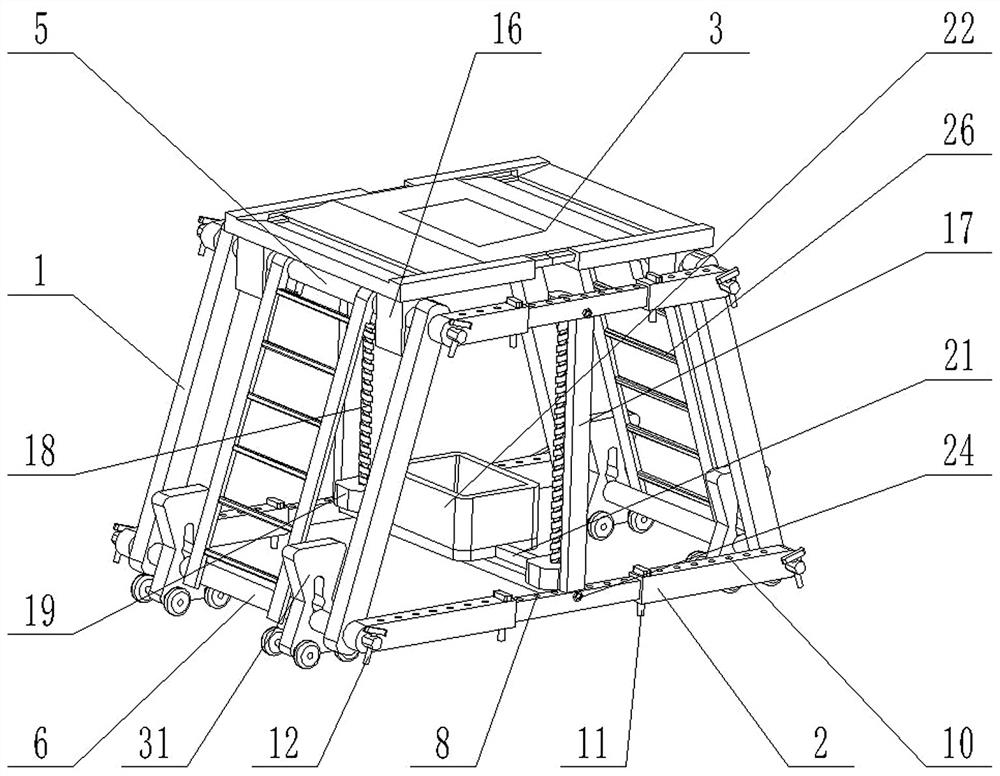 Adjustable frustum-shaped scaffold easy to assemble and disassemble