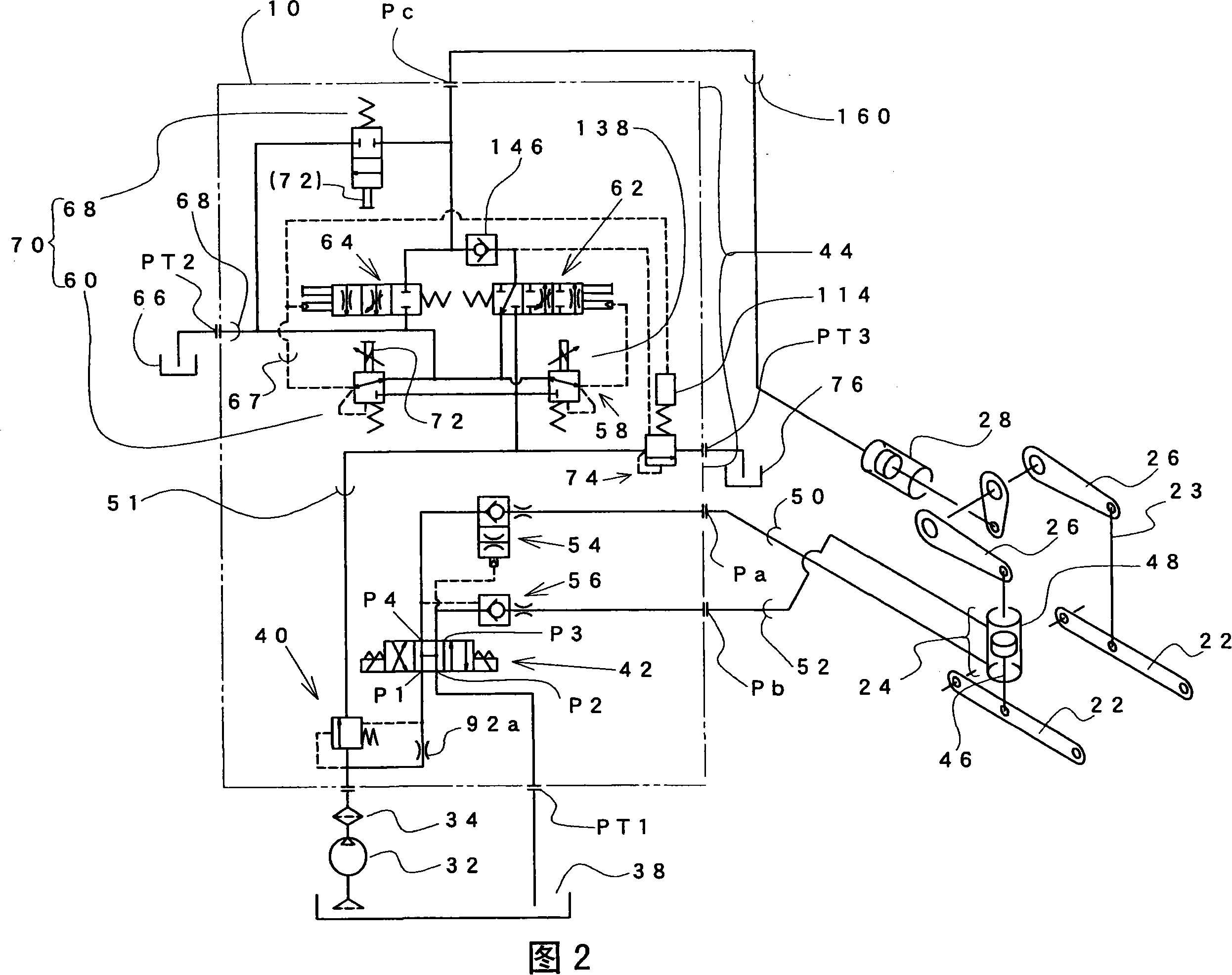 Working machine posture control valve constitution and lifting device of working machine