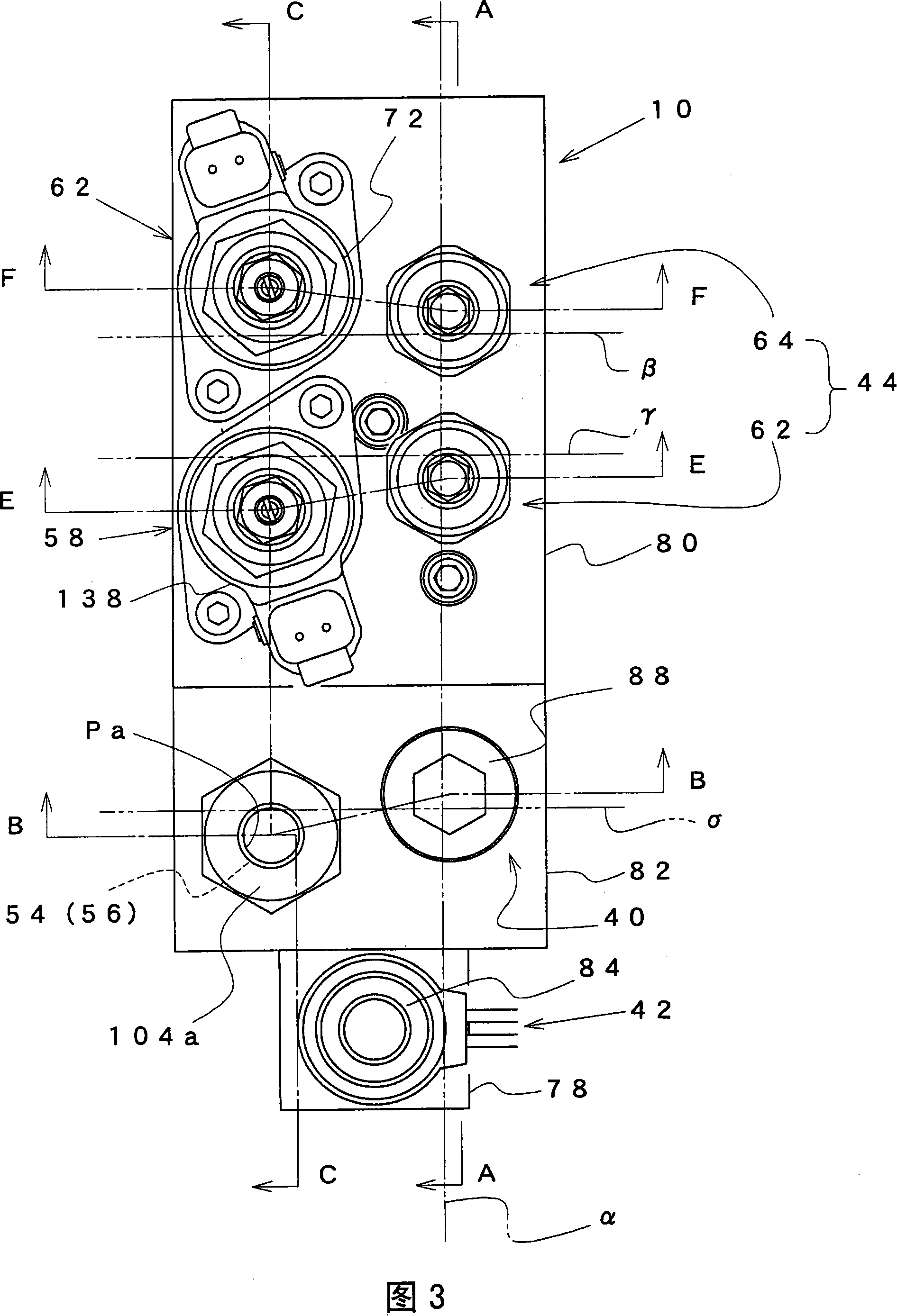 Working machine posture control valve constitution and lifting device of working machine