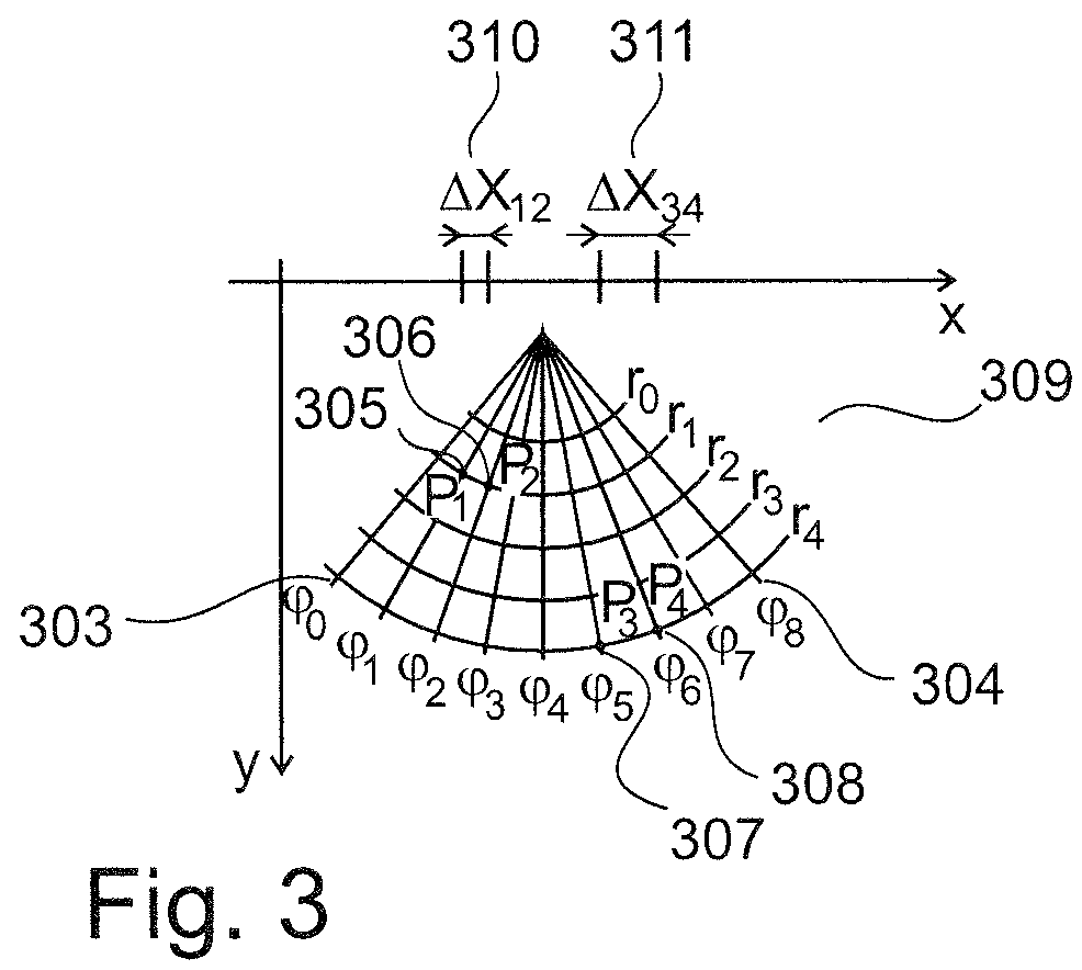 Measurement device control system for determining a topology of a surface of a bulk material