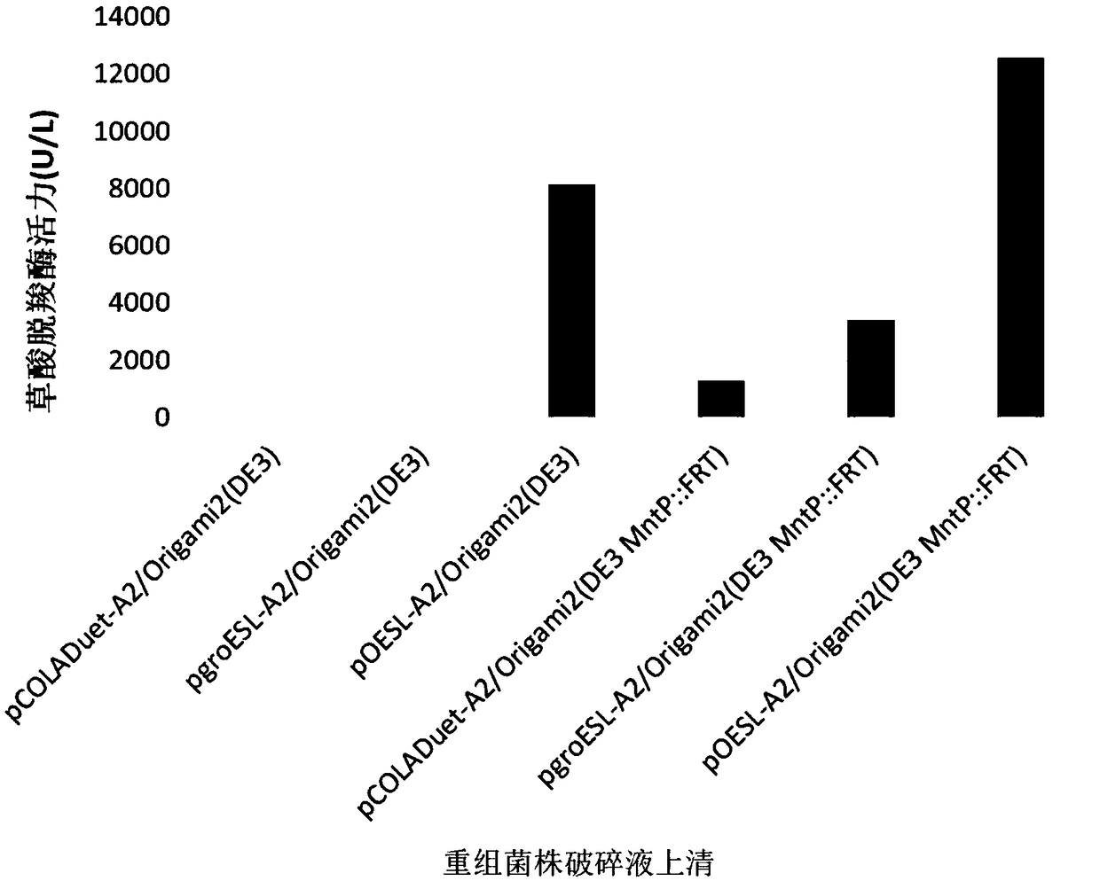 Recombinant plasmid for production of oxalate decarboxylase, system and method for expressing escherichia coli, and application