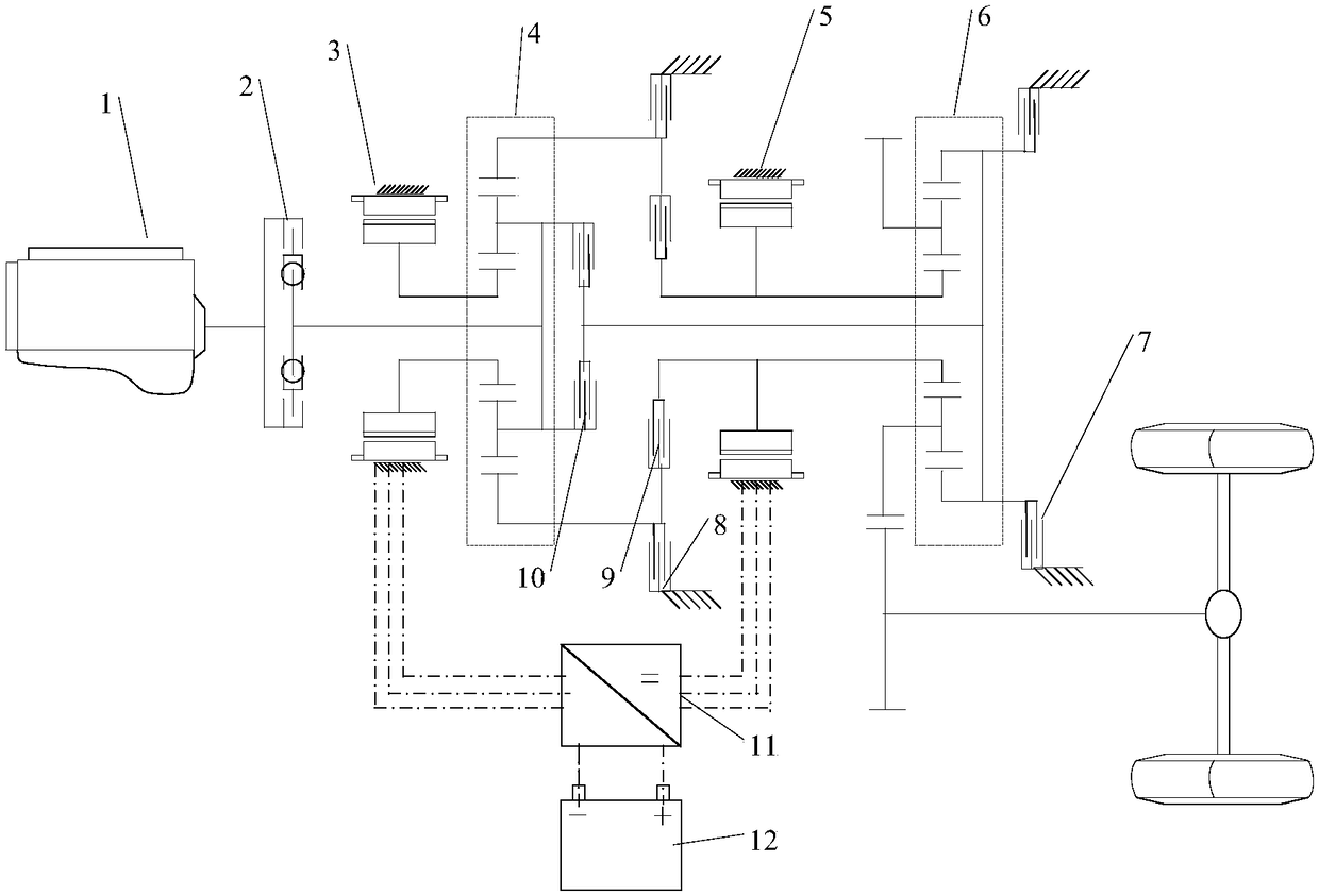 Planetary row hybrid power driving system and vehicle using the system thereof