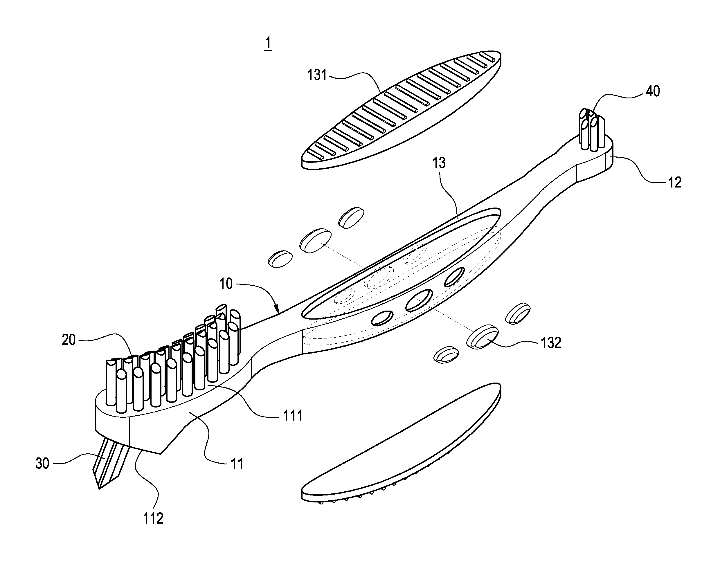 Multi-function brush for overdenture