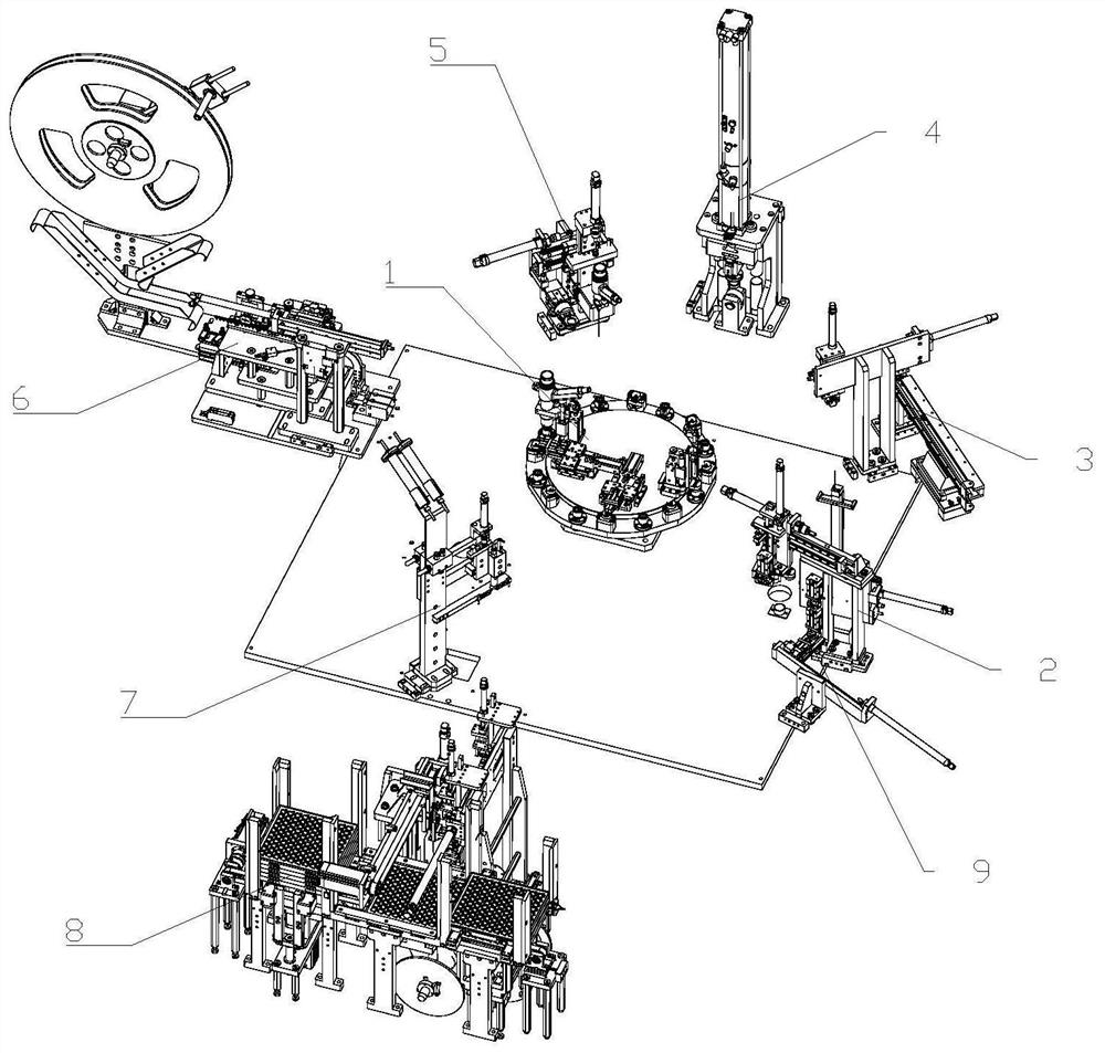 Jig rotating device and circulating method for permanent magnet direct-current motor and motor assembling equipment