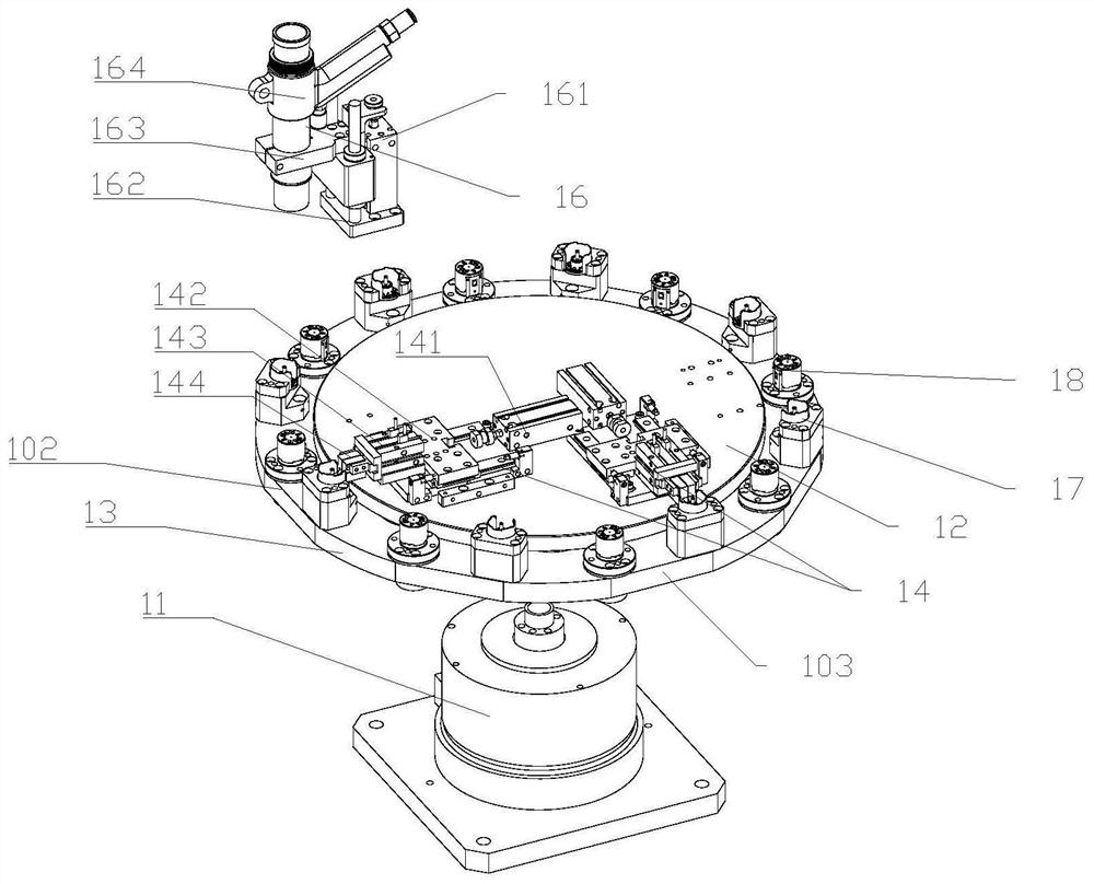 Jig rotating device and circulating method for permanent magnet direct-current motor and motor assembling equipment