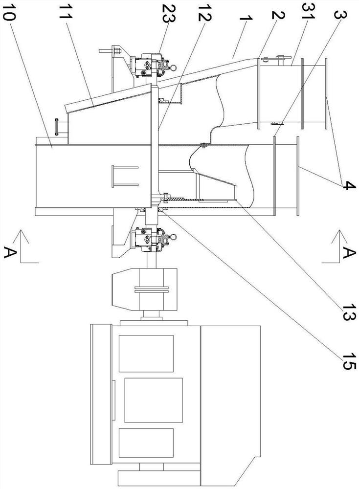 Low-resistance combustion-promoting secondary fan structure