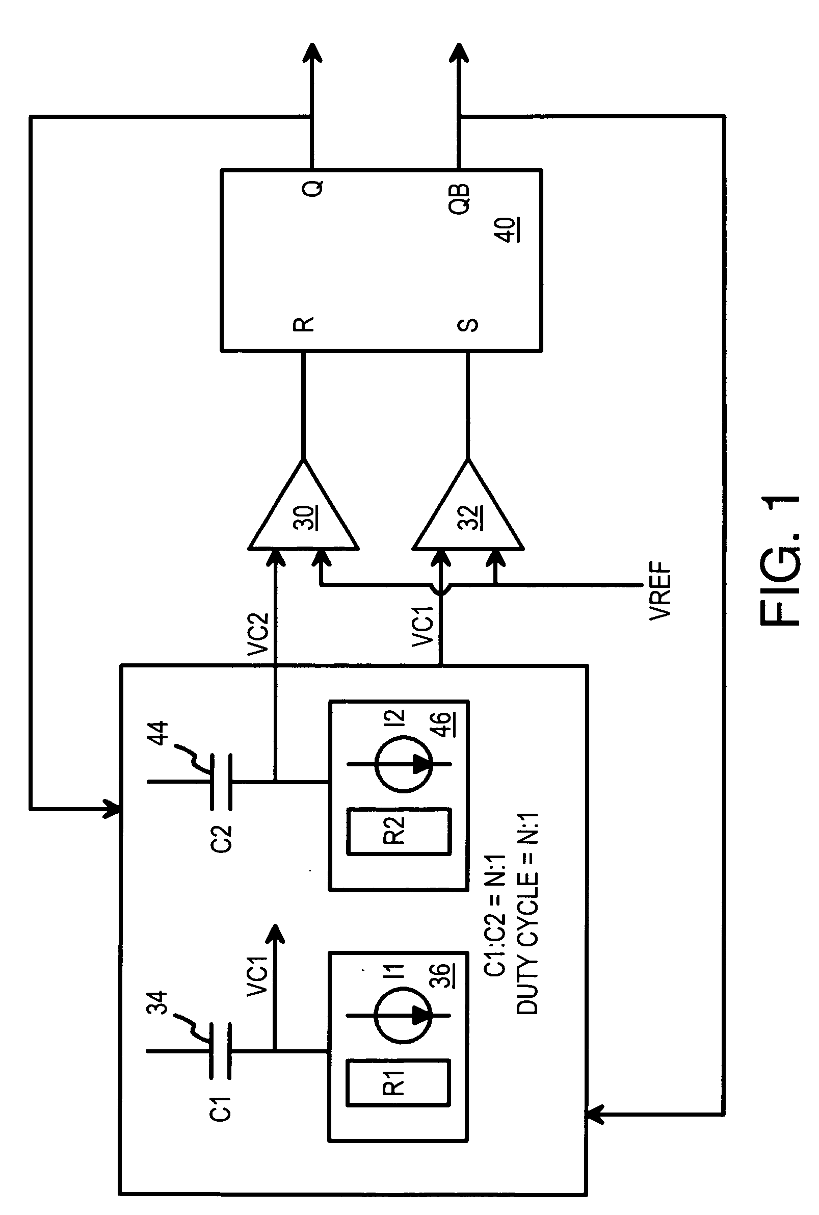 Low-Voltage Oscillator with Capacitor-Ratio Selectable Duty Cycle and Single-Input Sub-Threshold-Conducting Comparators to S-R Latch