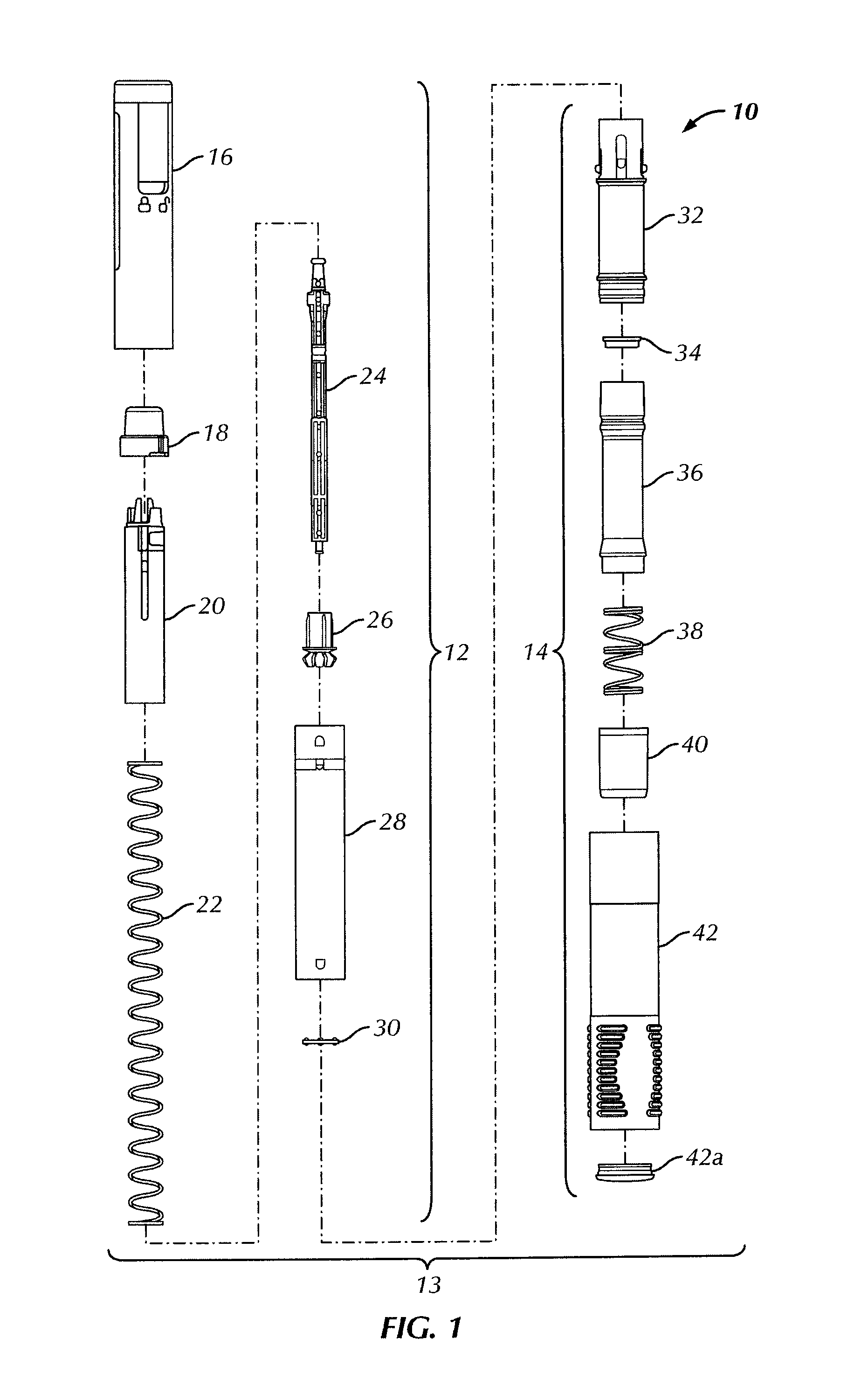 Automatic injection mechanism with frontal buttress