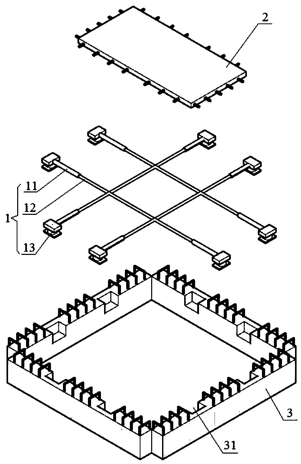 Flat supporting bracket for assembly type prefabricated superimposed plate construction and construction method for flat supporting bracket