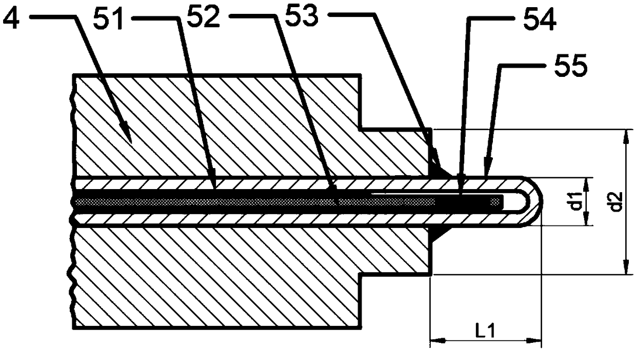 Packaging structure and method of optical fiber Fabry-Perot sensor for temperature measurement of nuclear facility