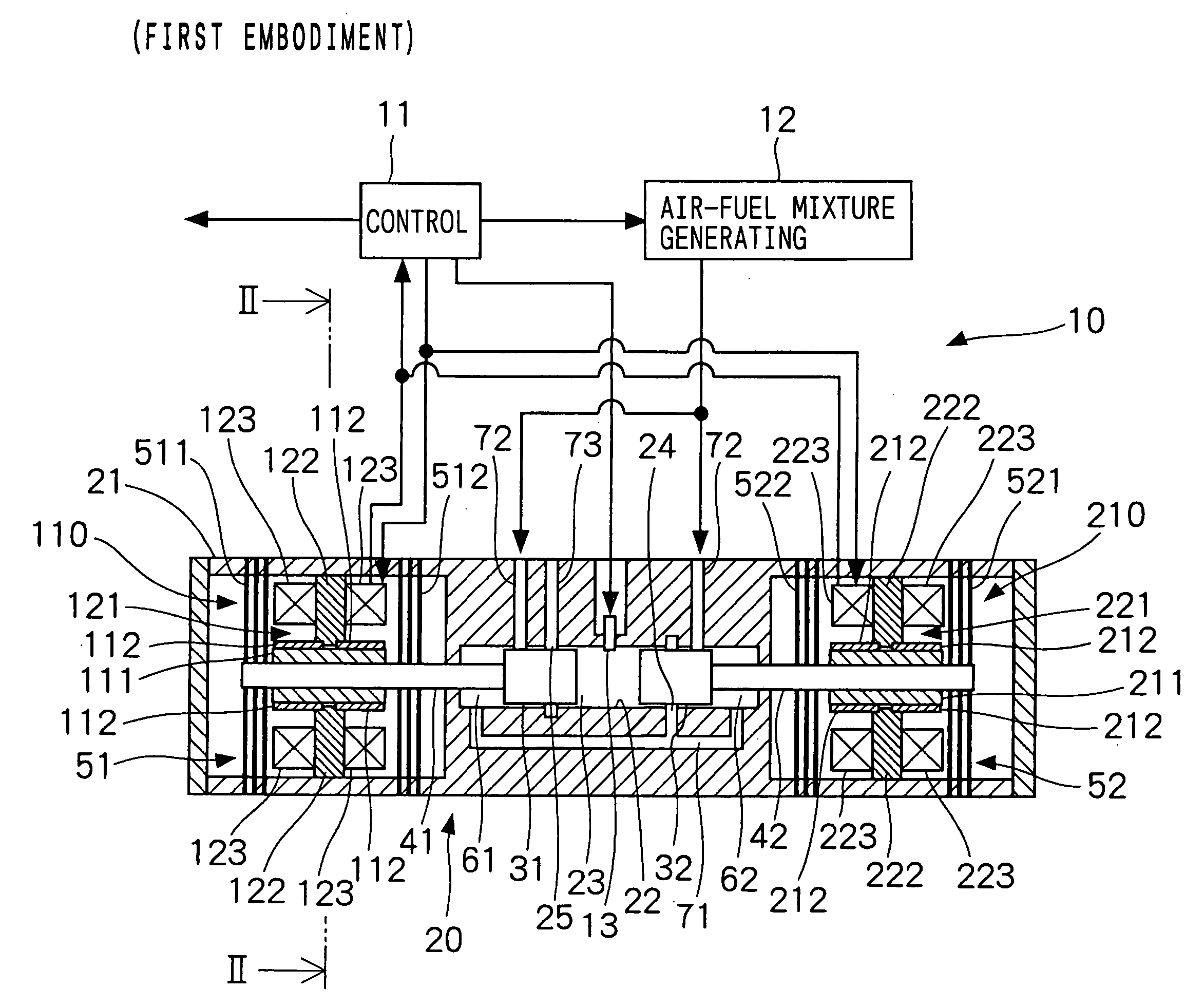 Free piston engine and power generation system therewith