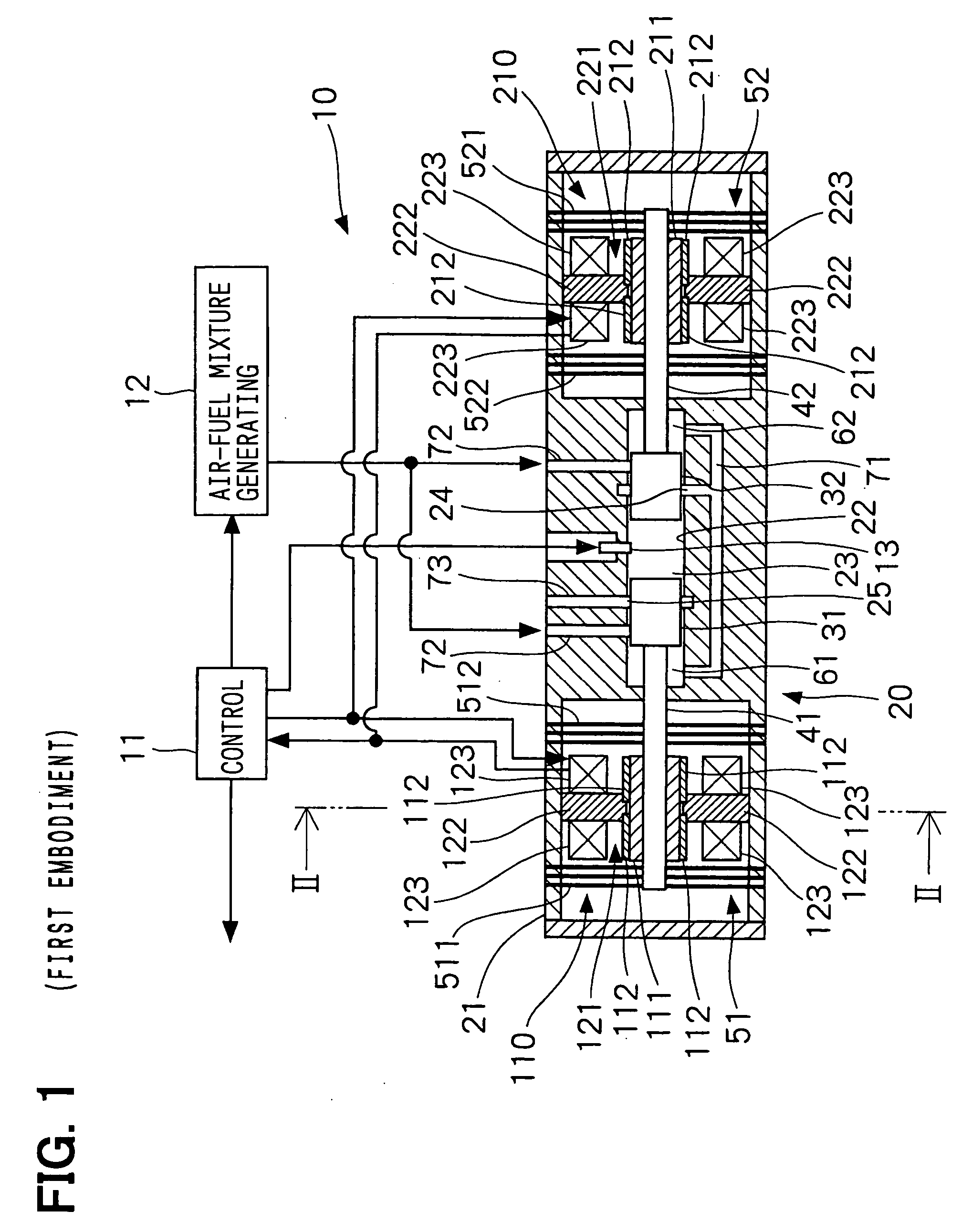 Free piston engine and power generation system therewith