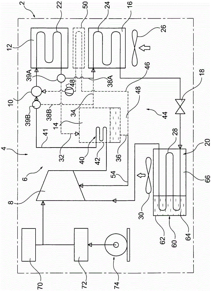 Method of cooling air in a vehicle and air conditioning system for the vehicle