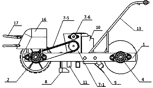 Hand-push type scutellaria baicalensis seeding machine with electronic detection device