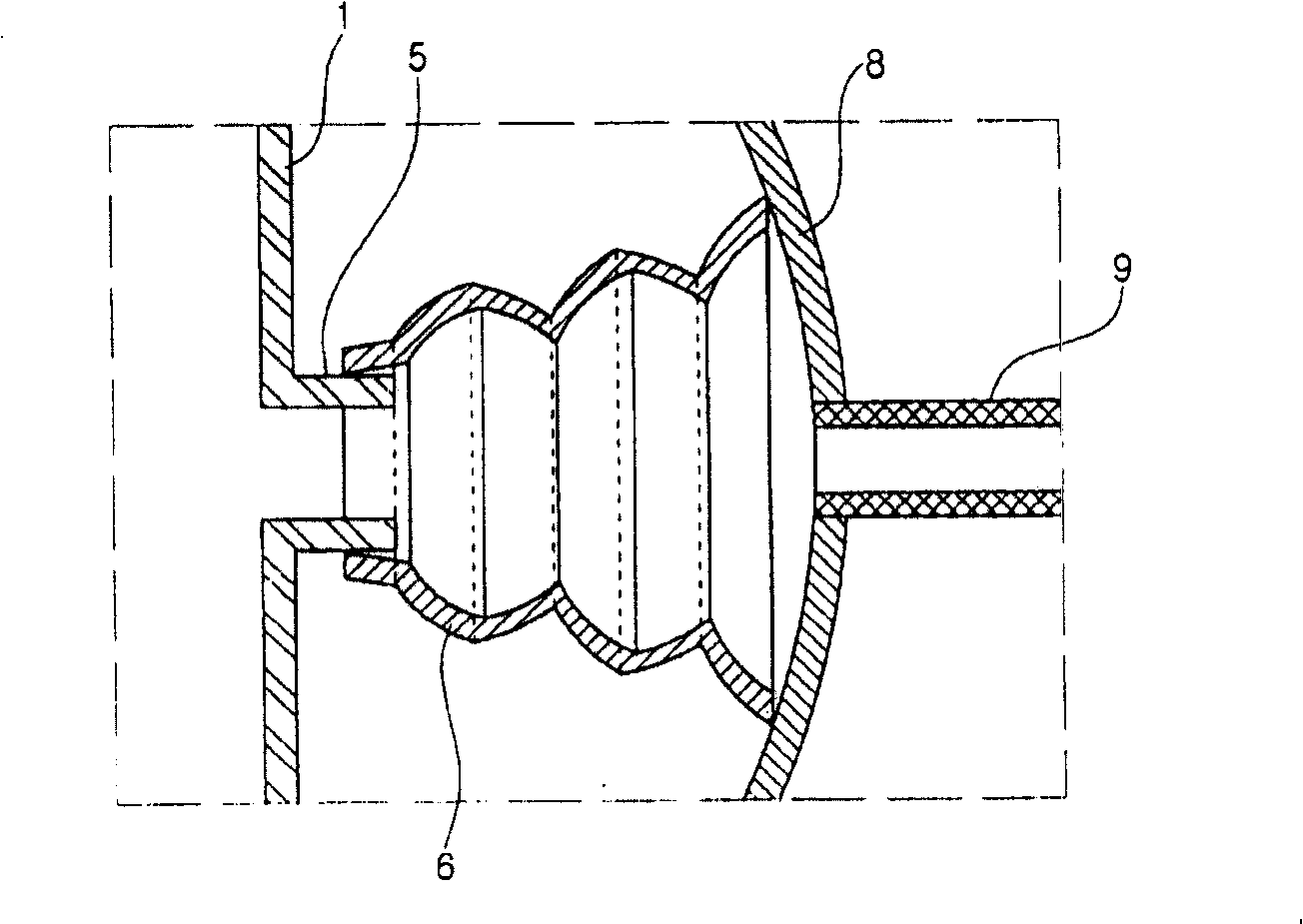 Connector for close type compressor and operating fluid inhalation device using same