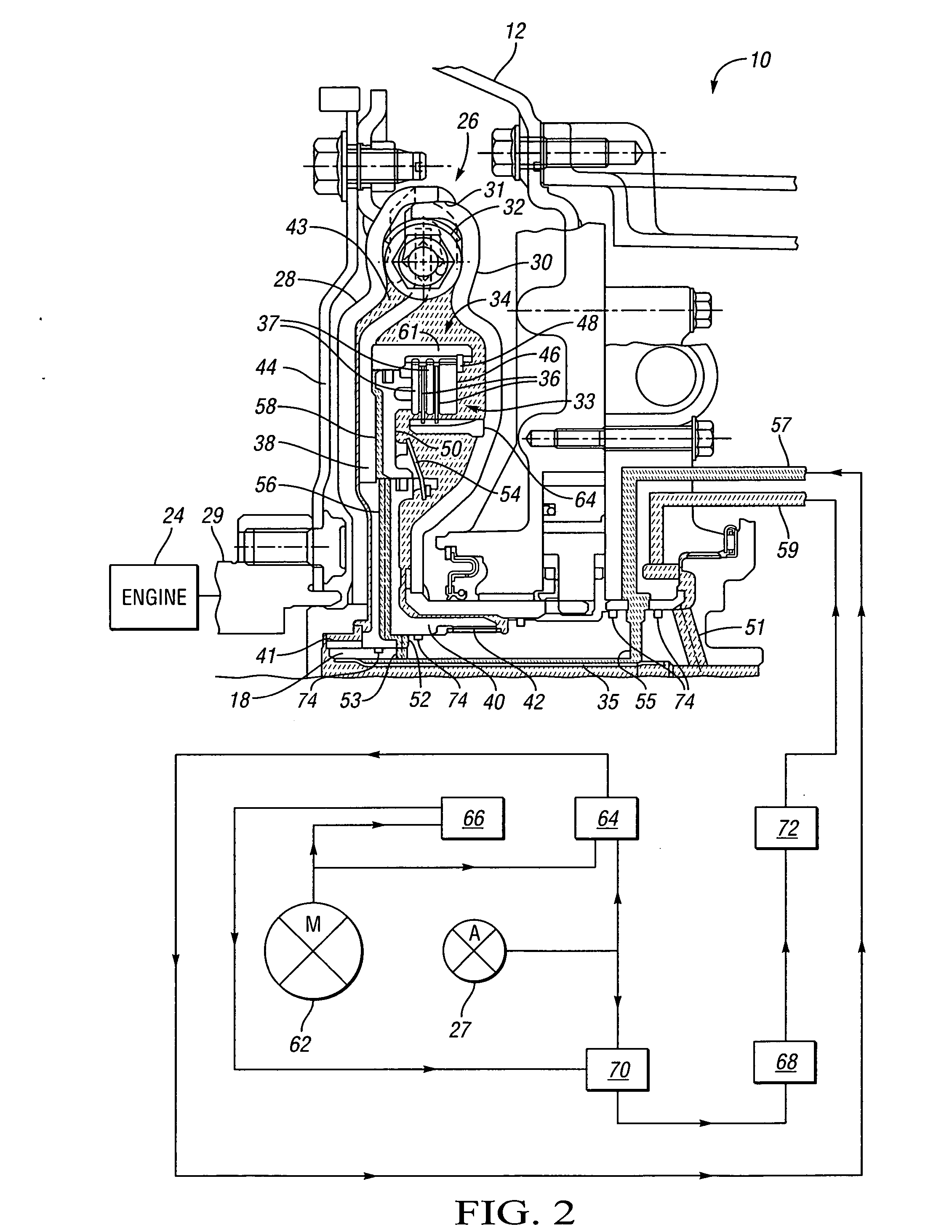 Hydraulic circuit for torsional damper assembly of an electrically variable transmission