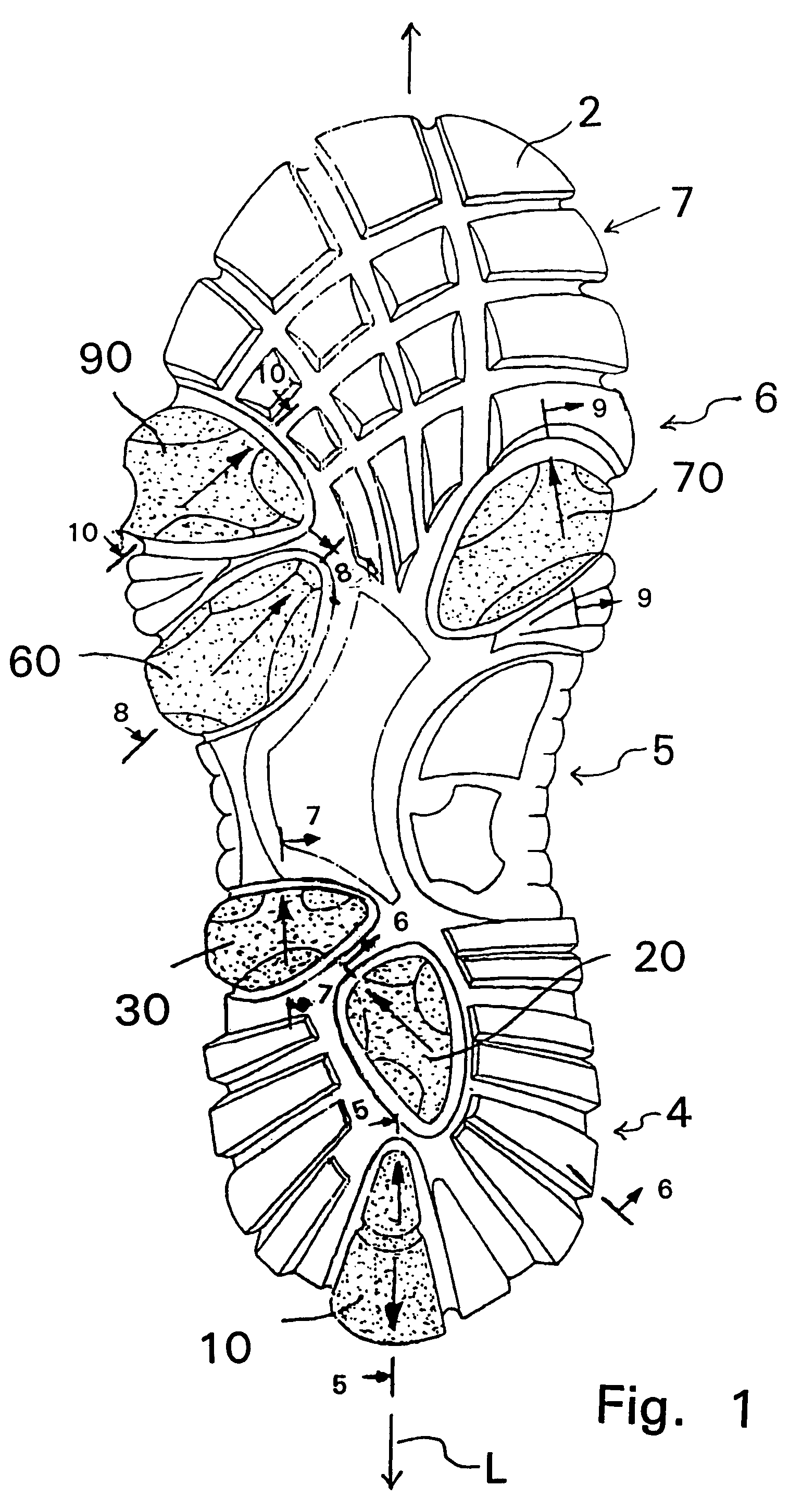 Shoe sole with foot guidance