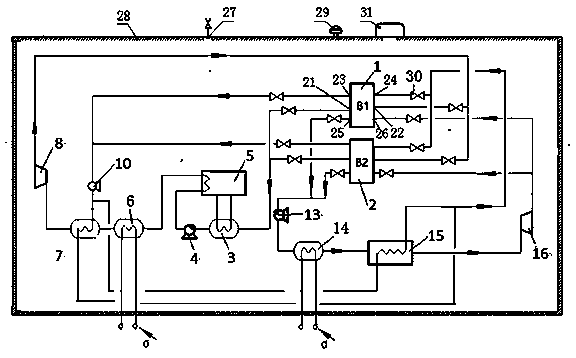 Hydrogen heat exchange medium monometal hydride acting system