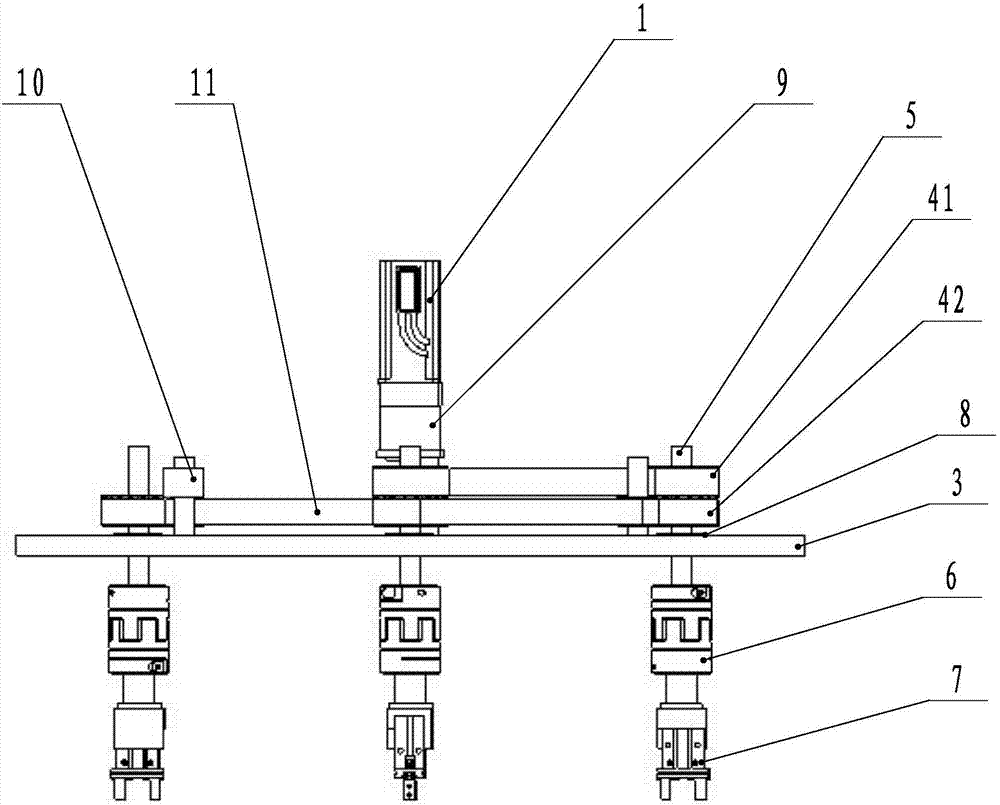 Single-motor-driven multi-gripper mechanism suitable for any gripper position