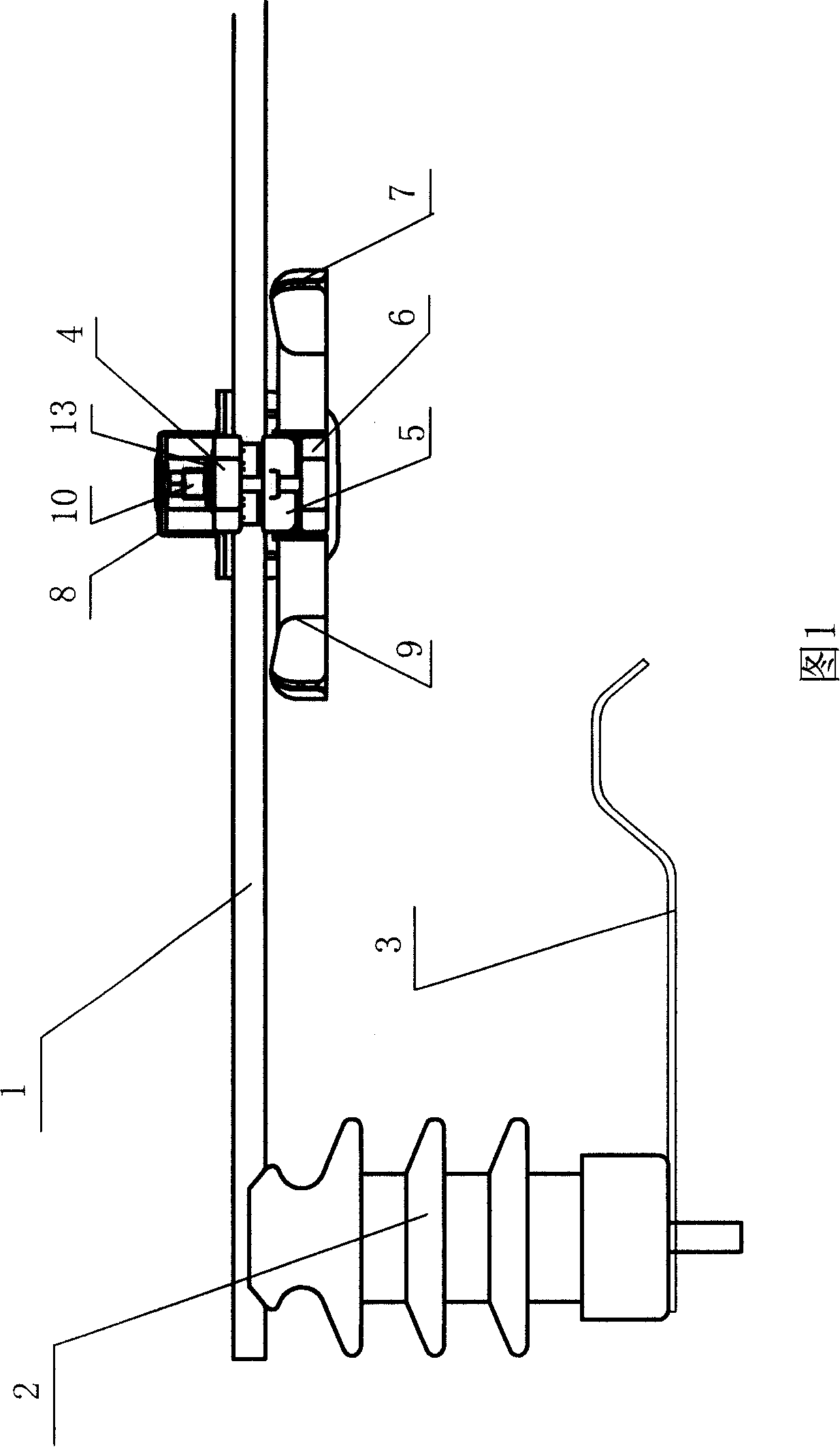 Arc-proof stabbing gold tool for preventing aerial insulated wire being broken by lightning stroke