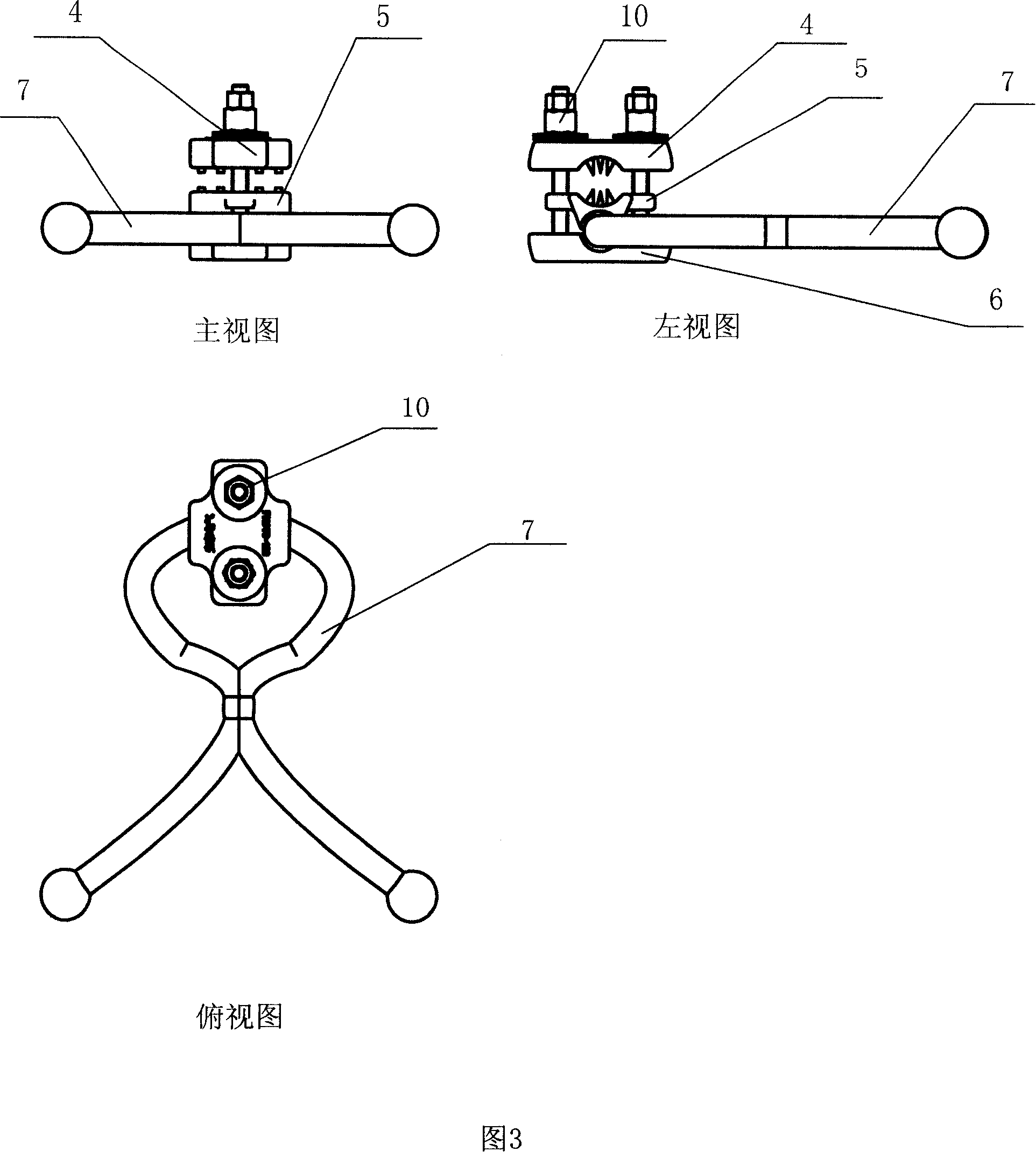 Arc-proof stabbing gold tool for preventing aerial insulated wire being broken by lightning stroke