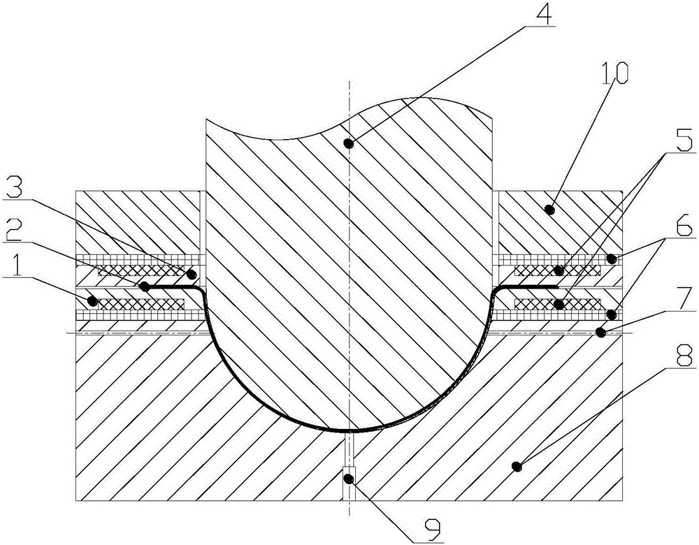 Female die, die and device for plate blank differential temperature drawing molding and drawing method