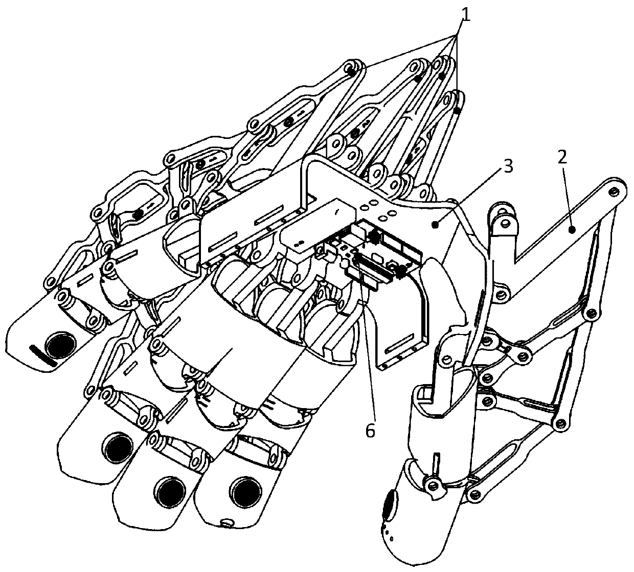 Multi-sensor closed-chain cascade-type hand prosthesis based on myoelectric control