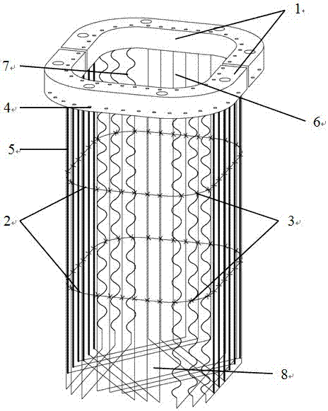 Heating body structure for rectangle sapphire single crystal