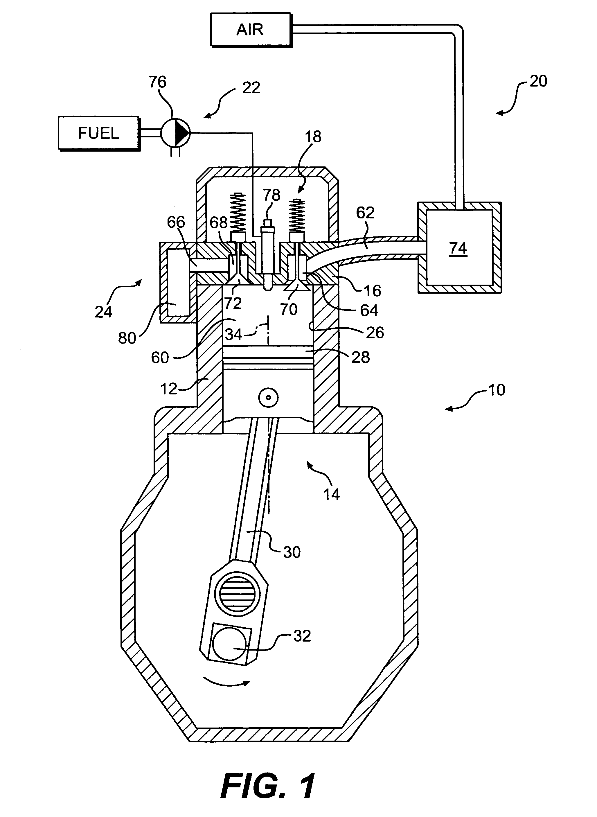 Engine piston having an insulating air gap